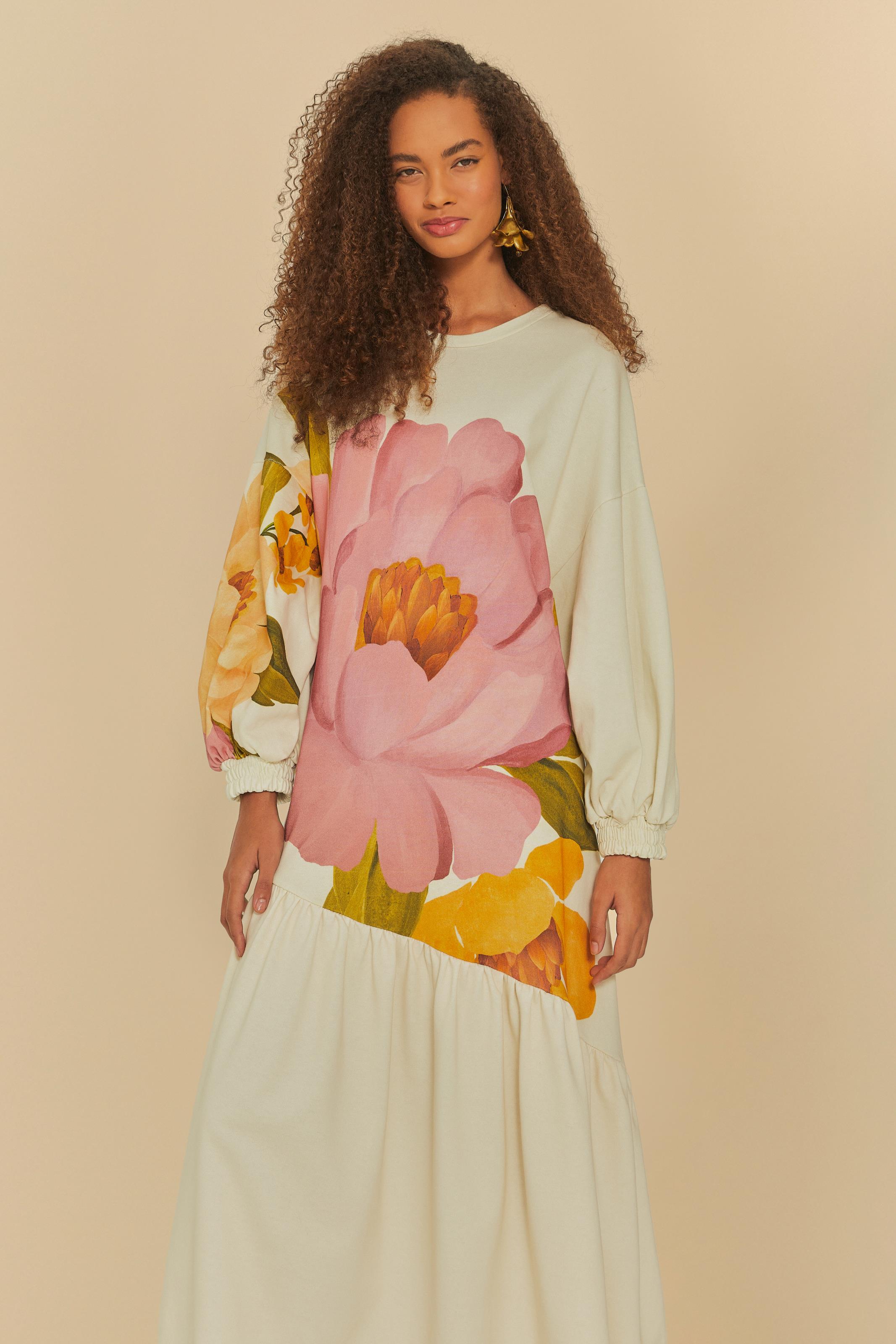 Vestido Farm Vestido De Chita Plus Size Vestido Farm Midi Manga