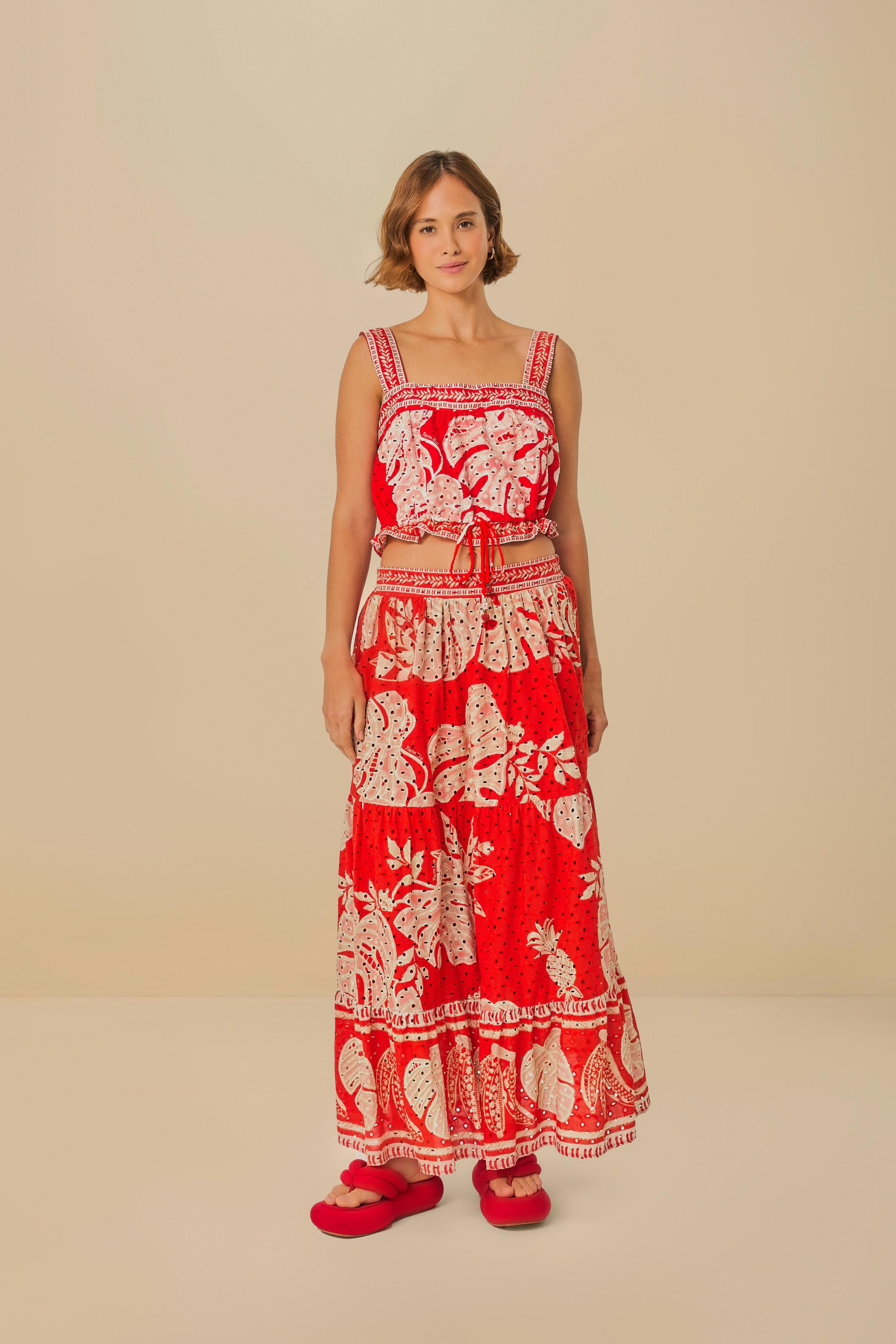Blusa Estampada Folha De Renda
