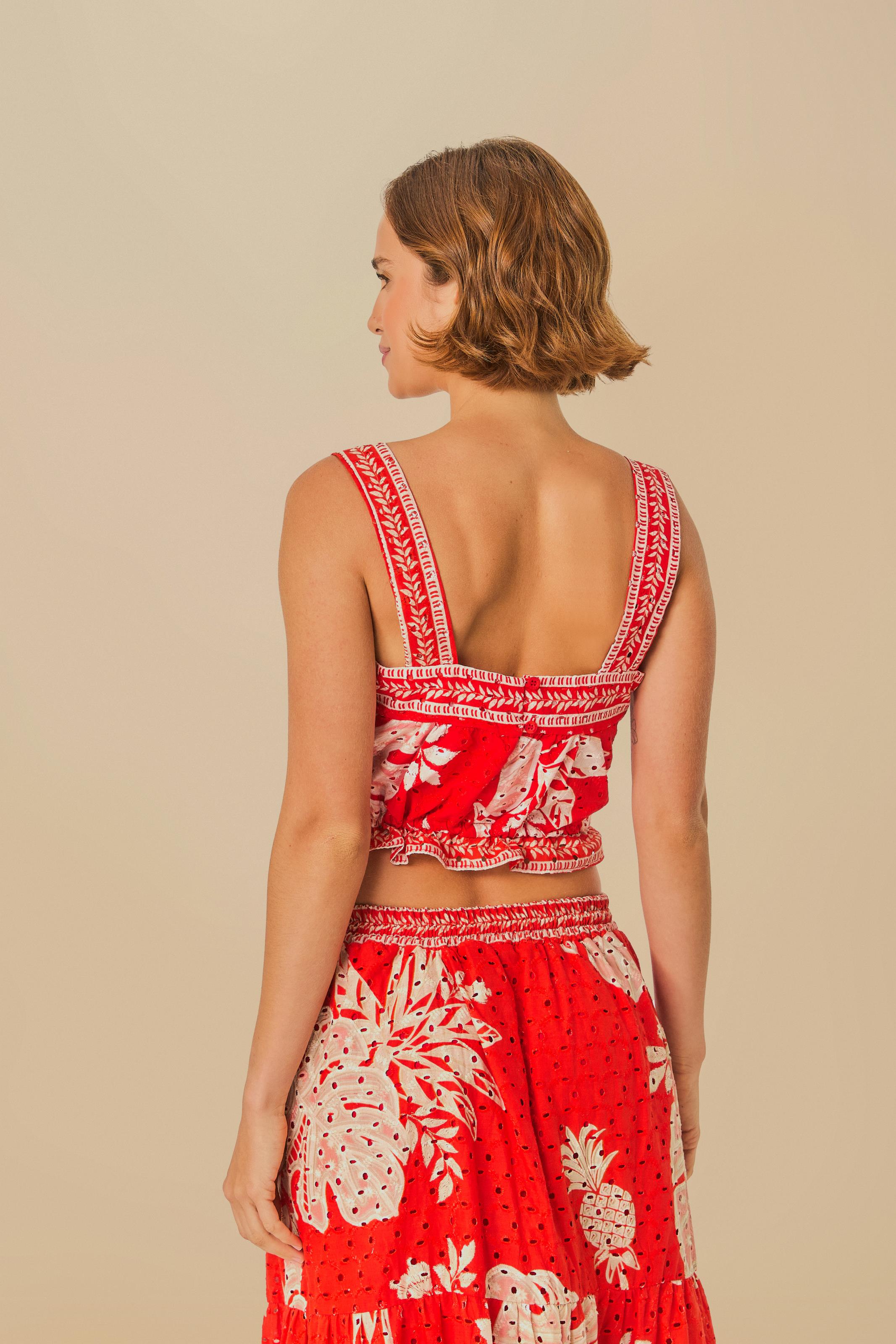Blusa Estampada Folha De Renda
