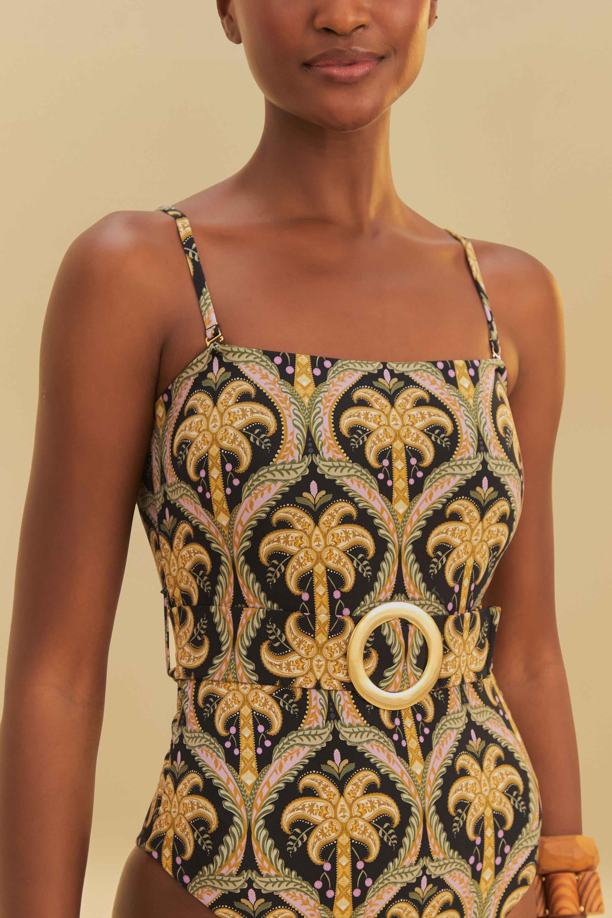 Maiô Cinto Estampado Camafeu Tropical