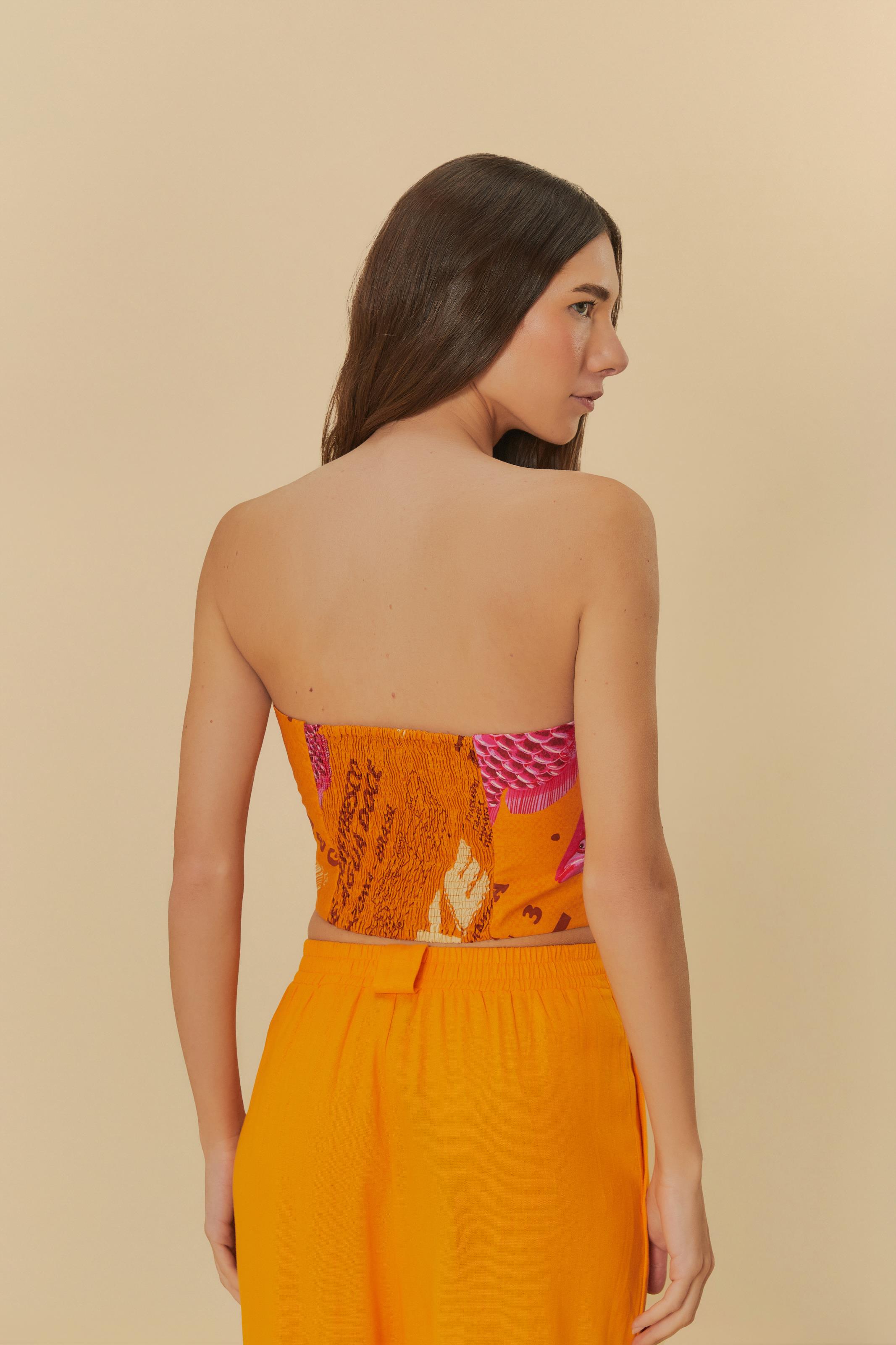 Blusa Ombros De Fora Estampada Peixe Fresco