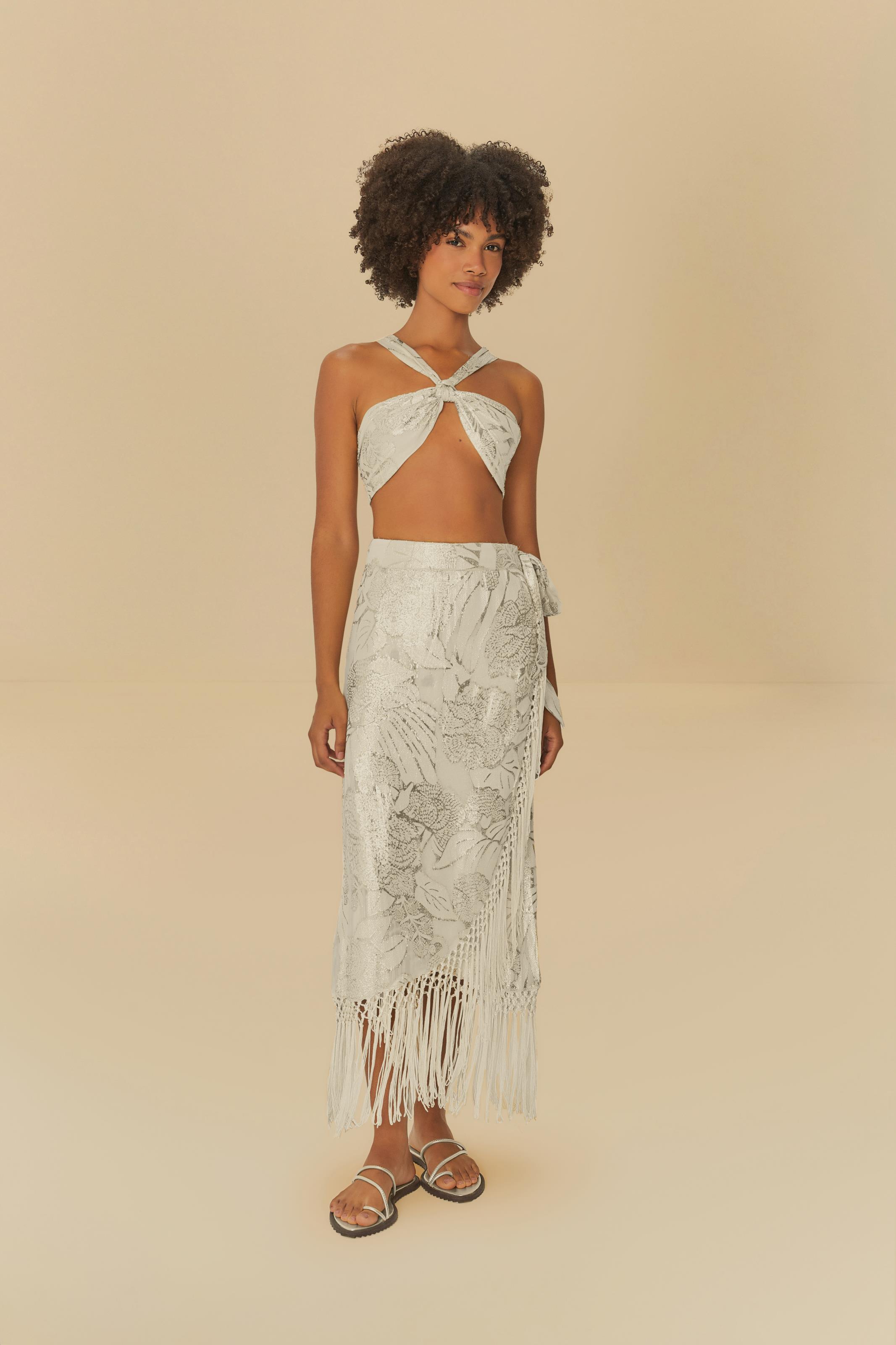Top Jacquard Com Franja