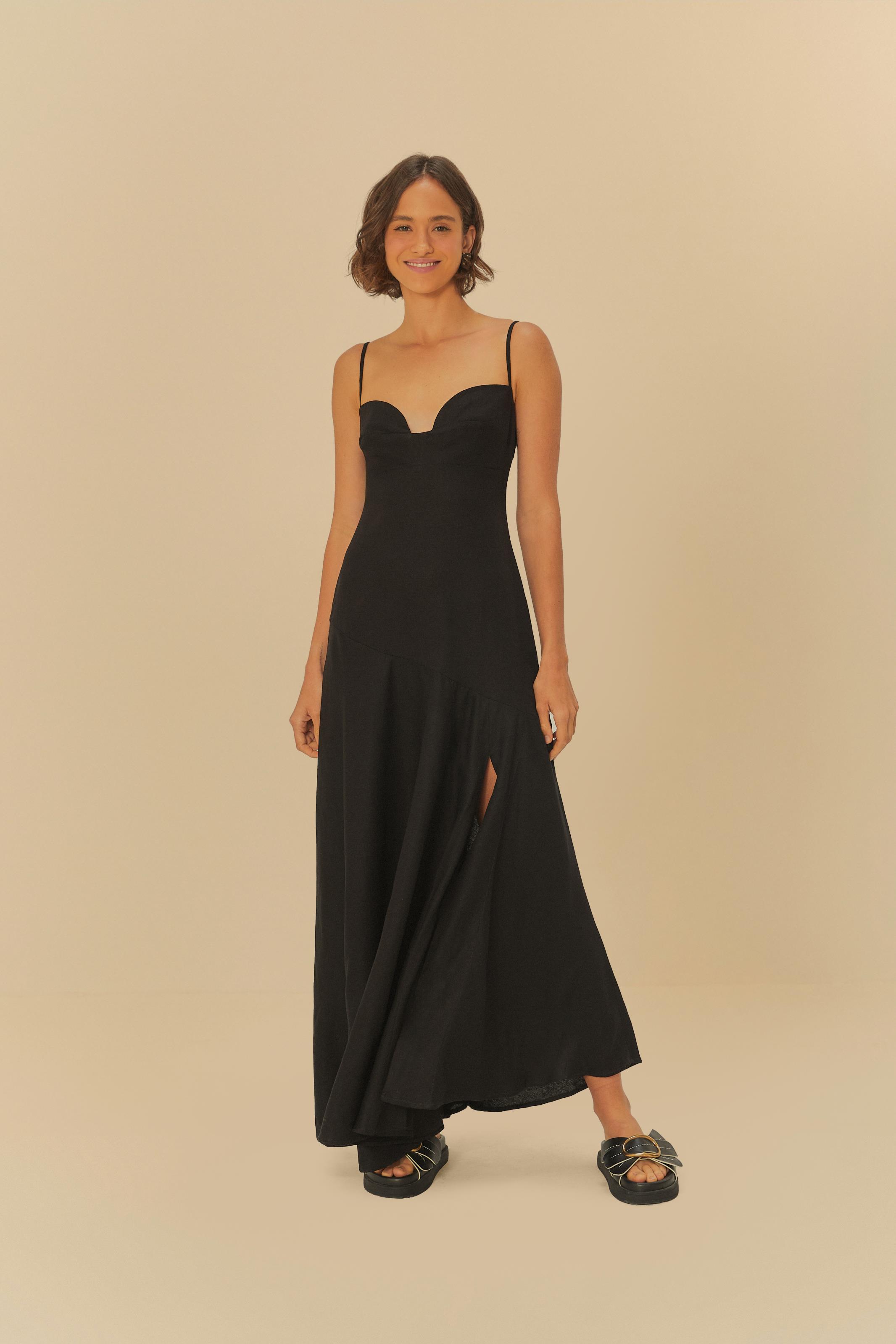 Vestido Alcinhas Fenda Frente