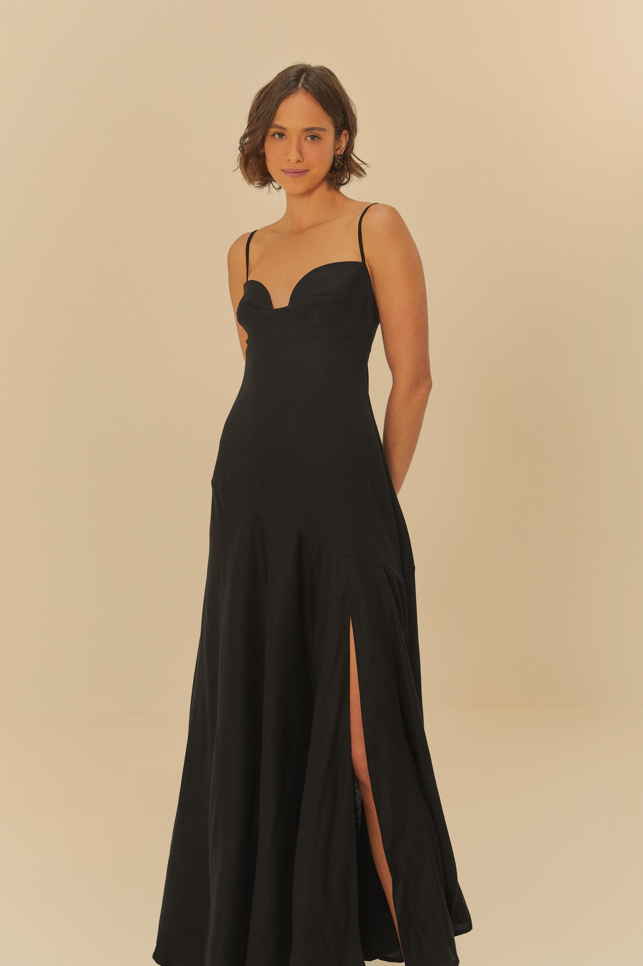 Vestido Alcinhas Fenda Frente