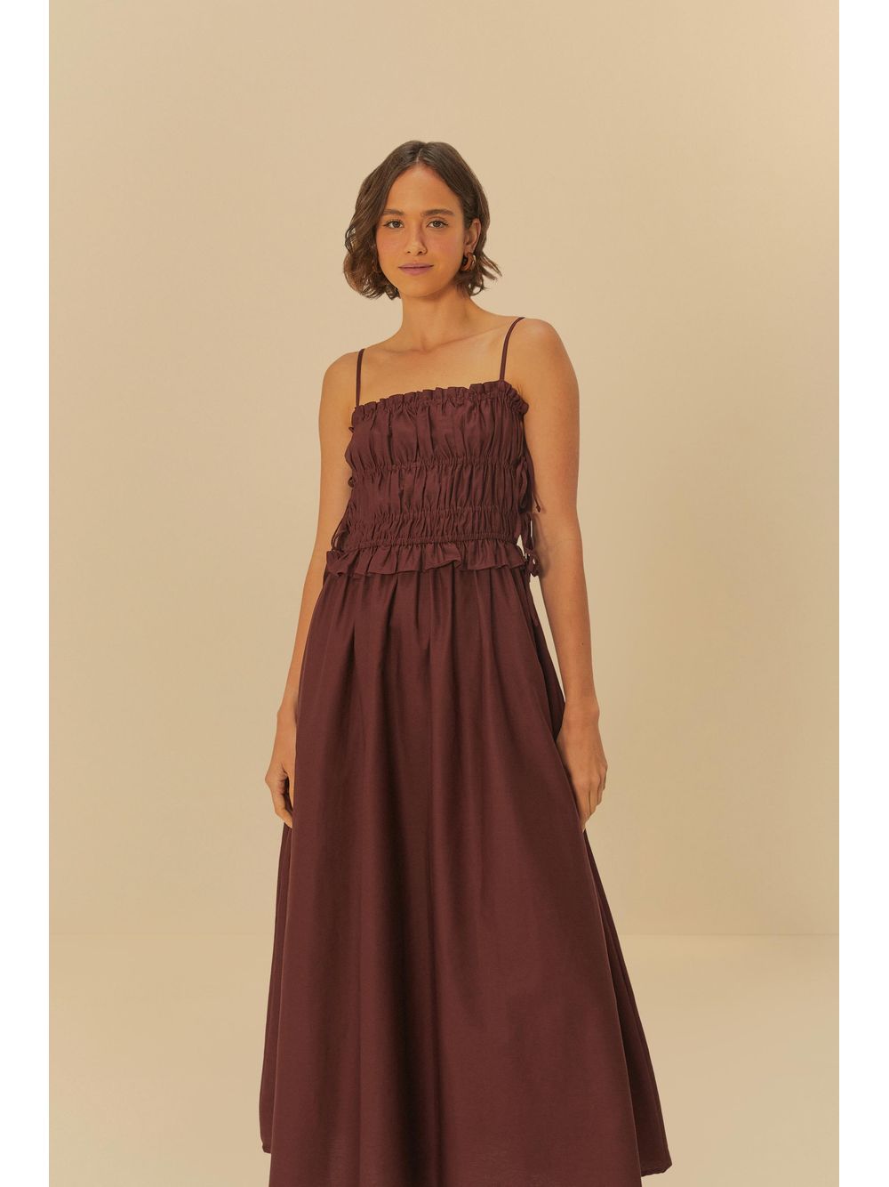 Farm — Vestido Midi Amarrações