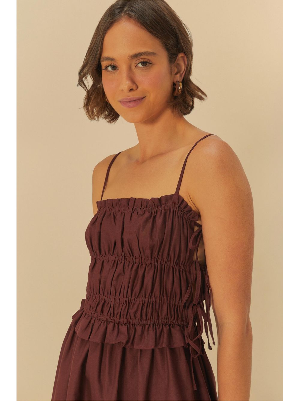 Farm — Vestido Midi Amarrações
