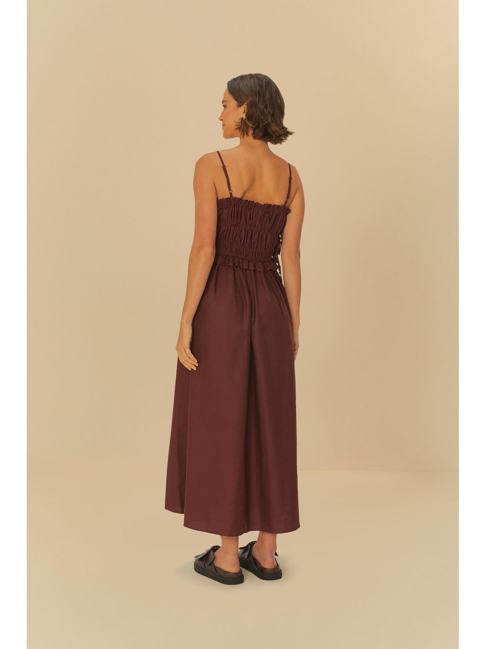 Farm — Vestido Midi Amarrações