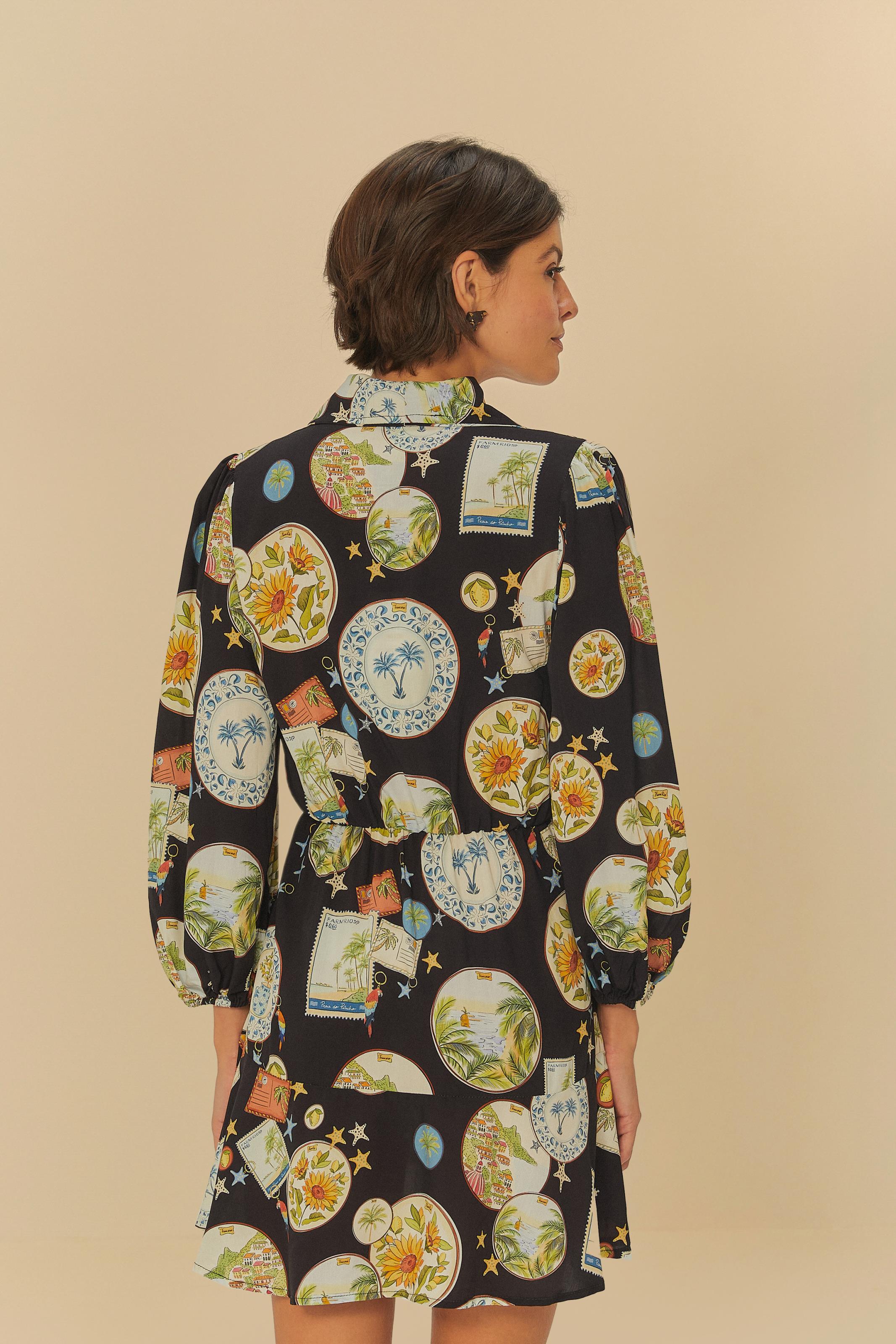 Vestido Curto Manga Souvenir