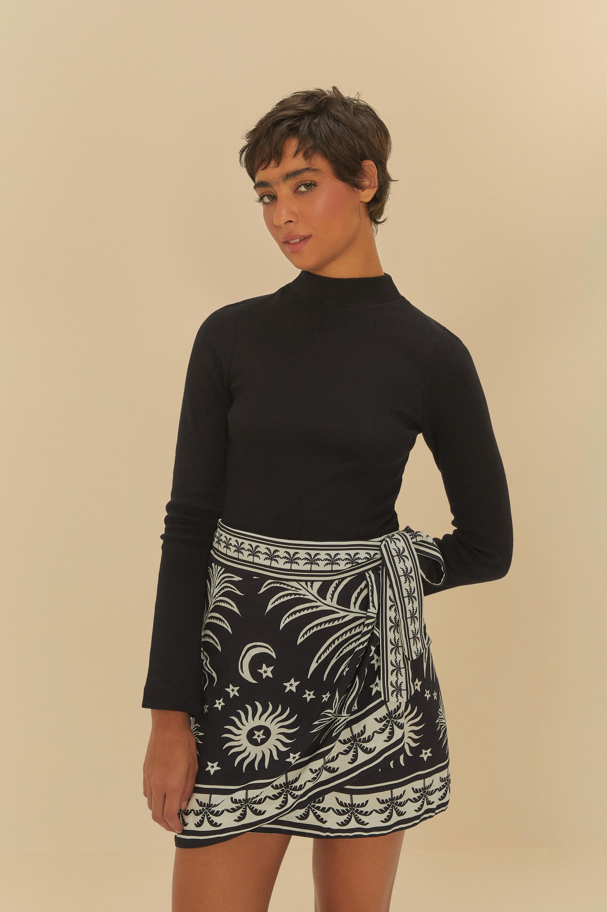 Farm Saia Pareo Curta Saia Curta Pareô Estampada Coqueiral