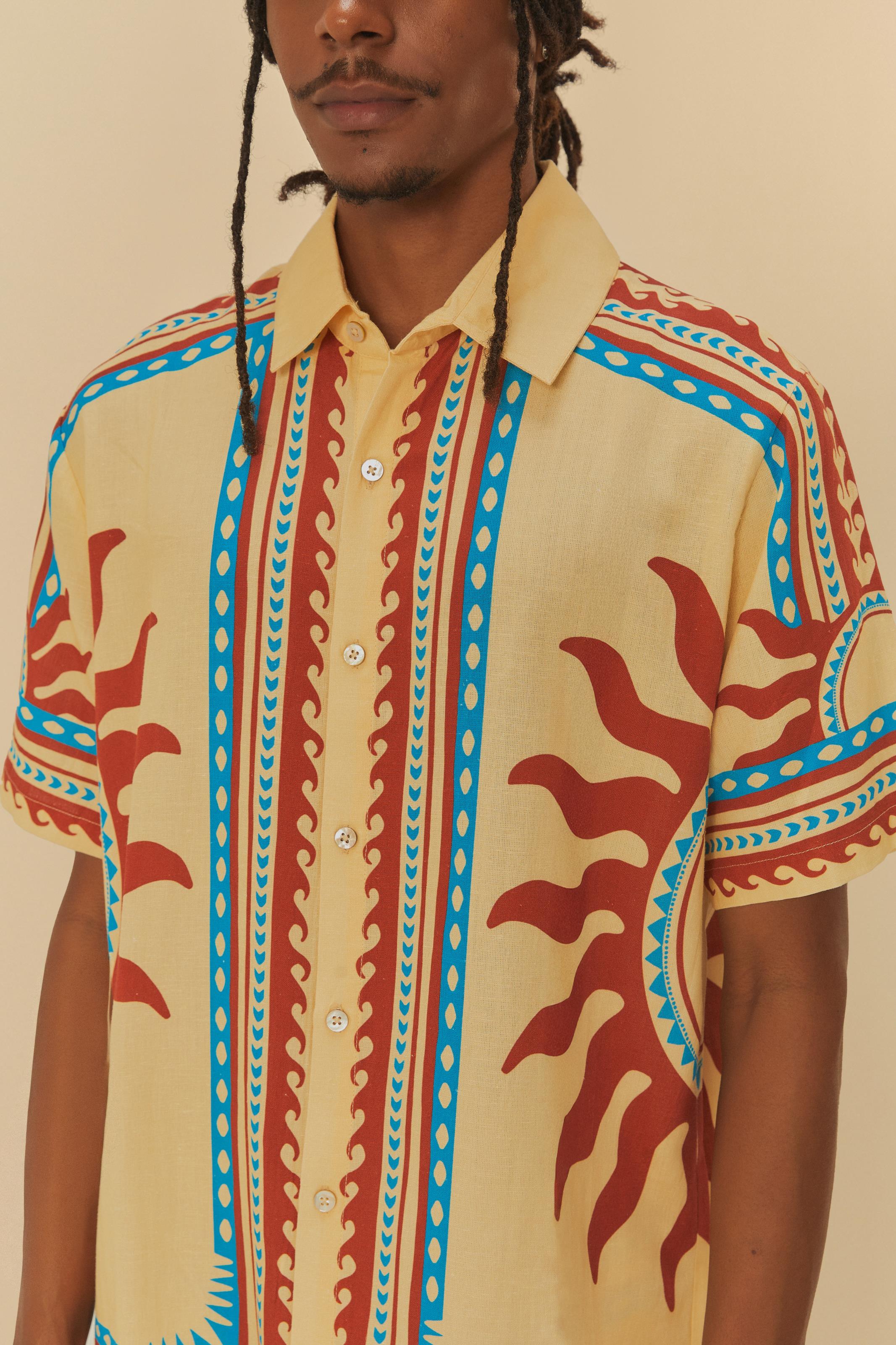Camisa Uni Estampada Lenço Solar