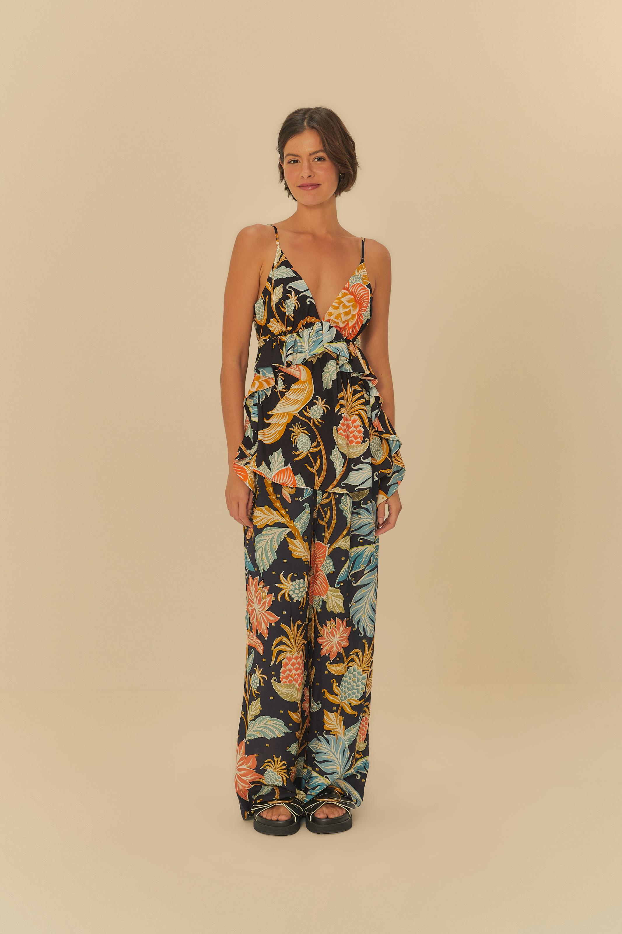 Calça Reta Estampada Amalfi