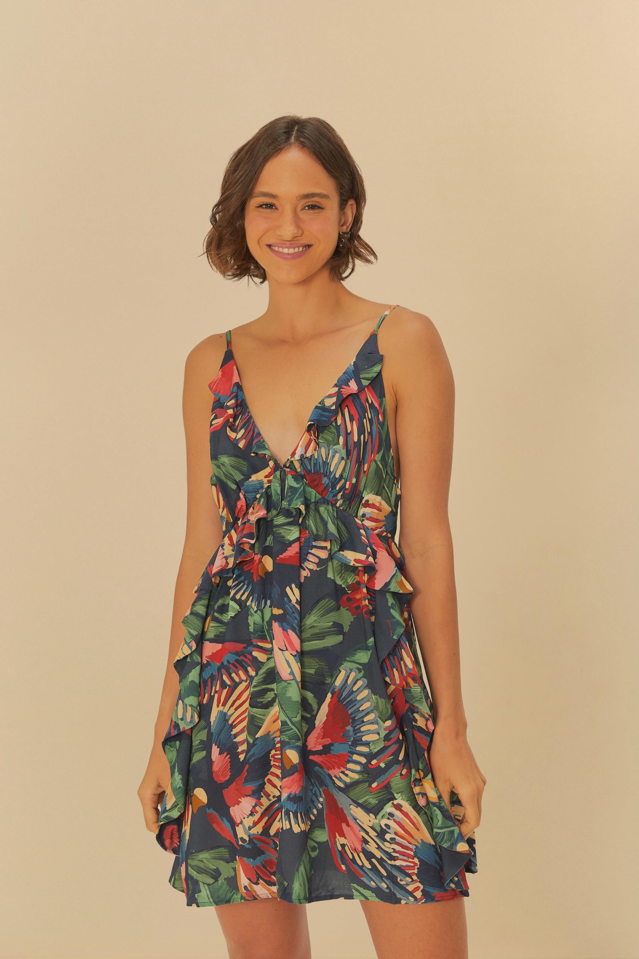 Vestido Curto Estampado Voo Dos Passáros Vestido Curto Estampado Voo Dos Passáros