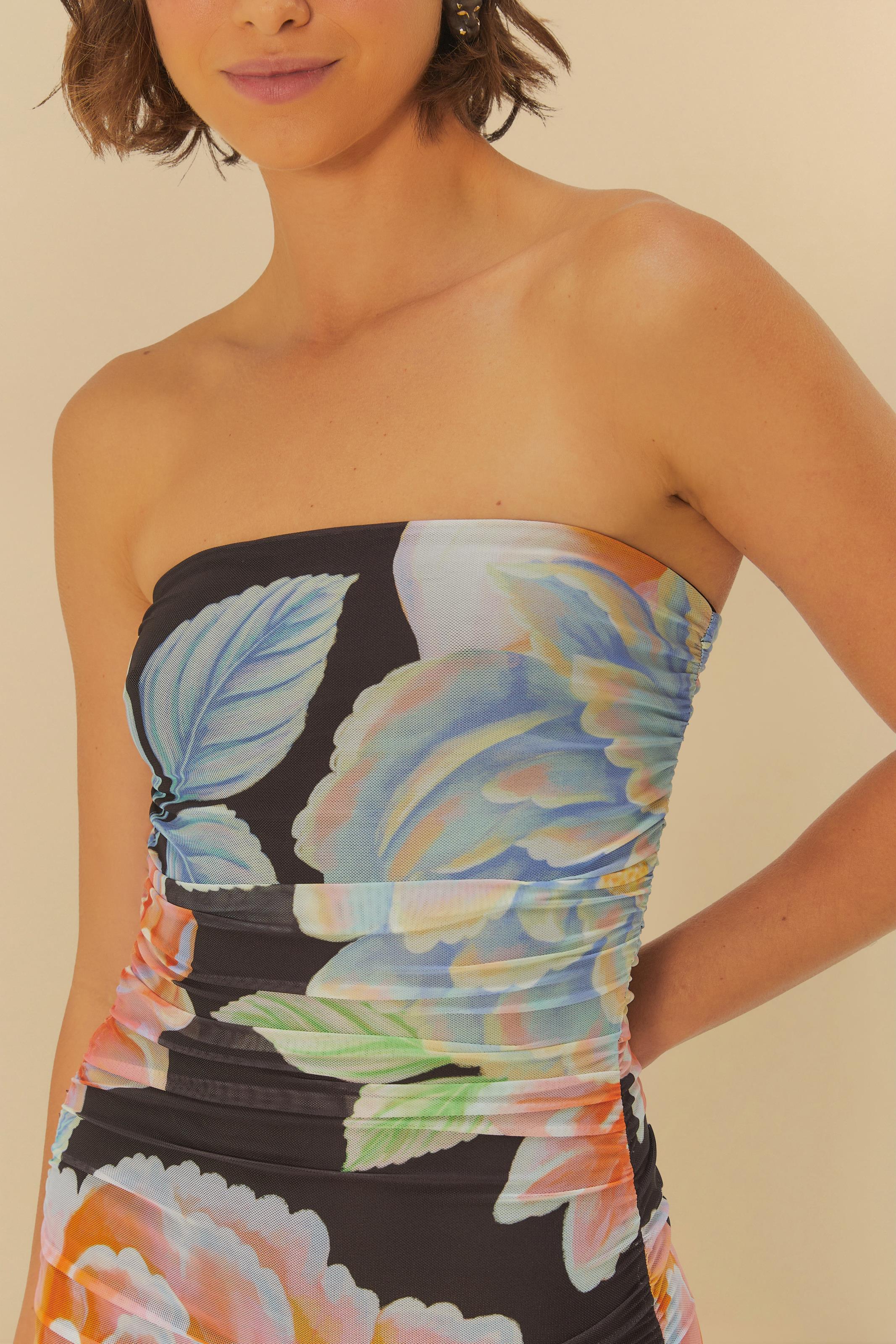 Vestido Tule Estampado Floral Sofia