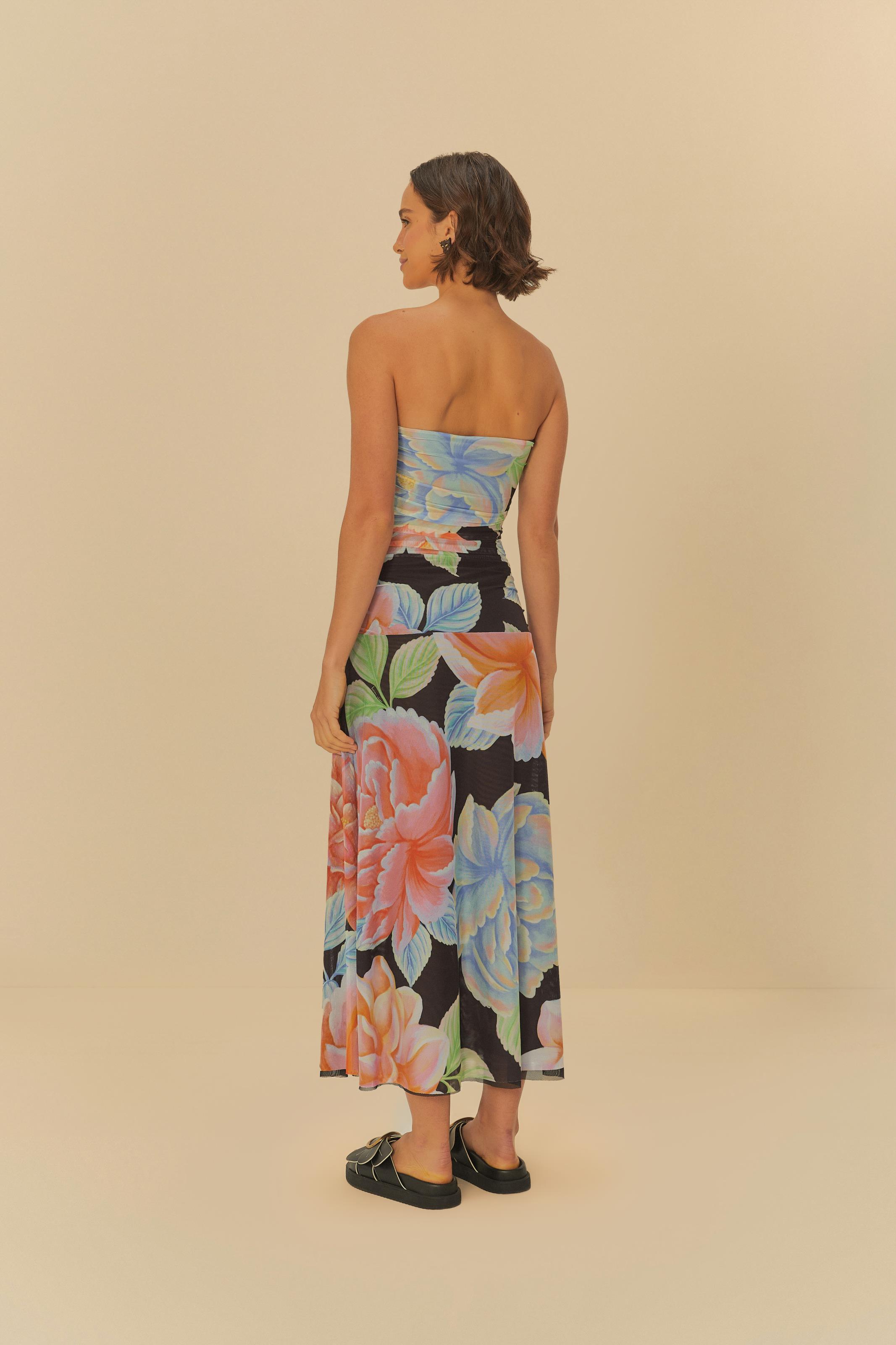 Vestido Tule Estampado Floral Sofia
