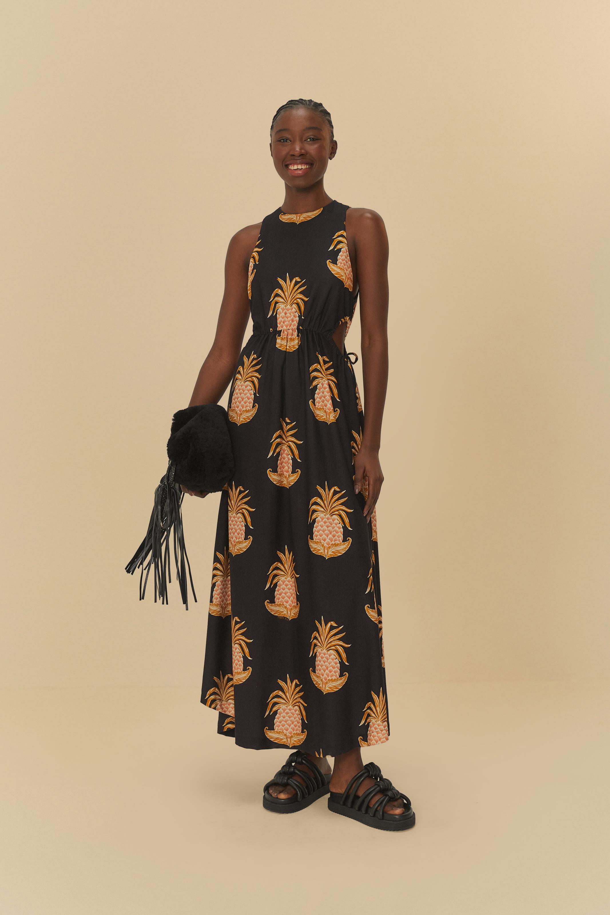 Vestido Midi Estampado Amalfi Abacaxi