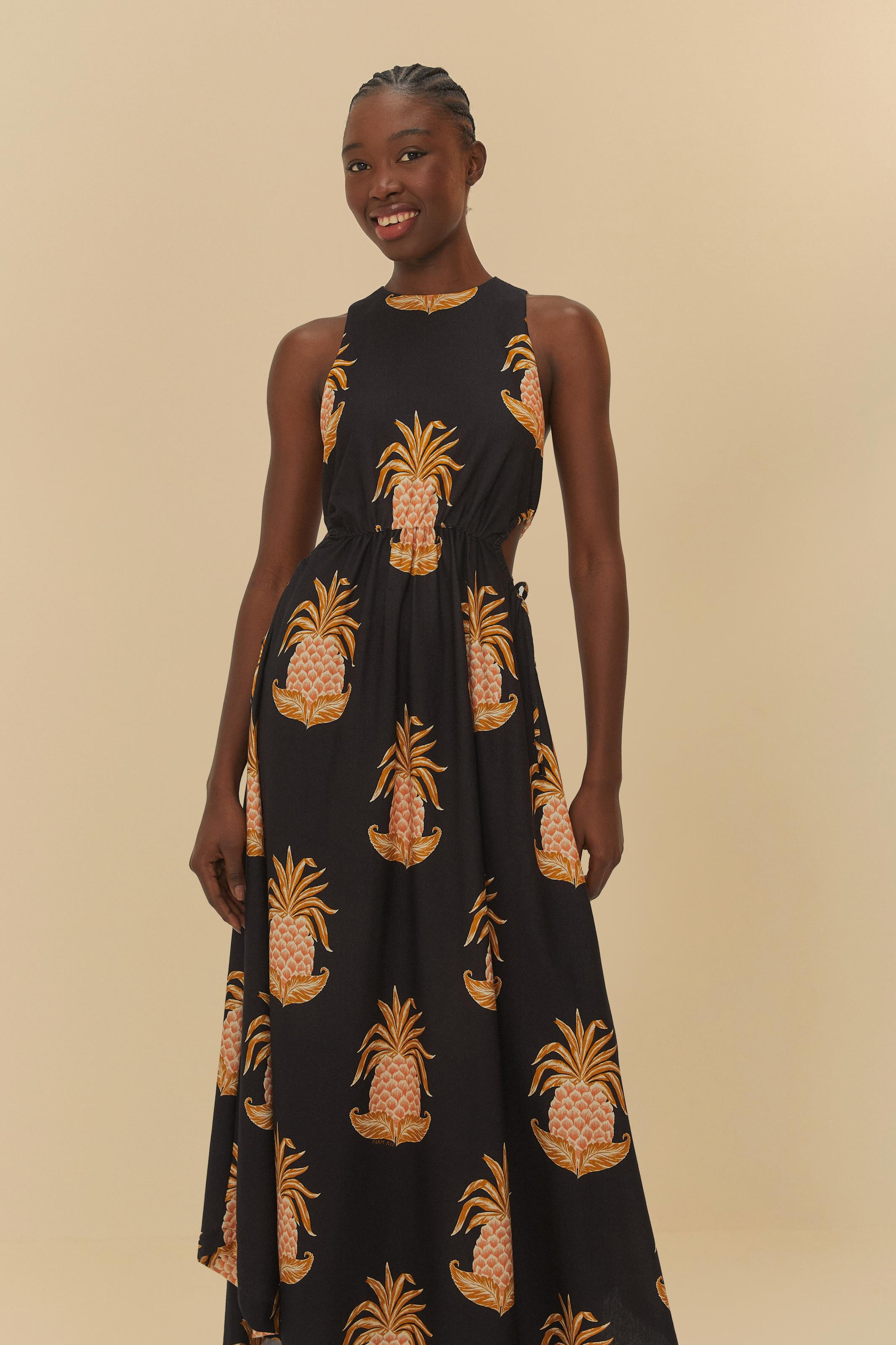Vestido Midi Estampado Amalfi Abacaxi