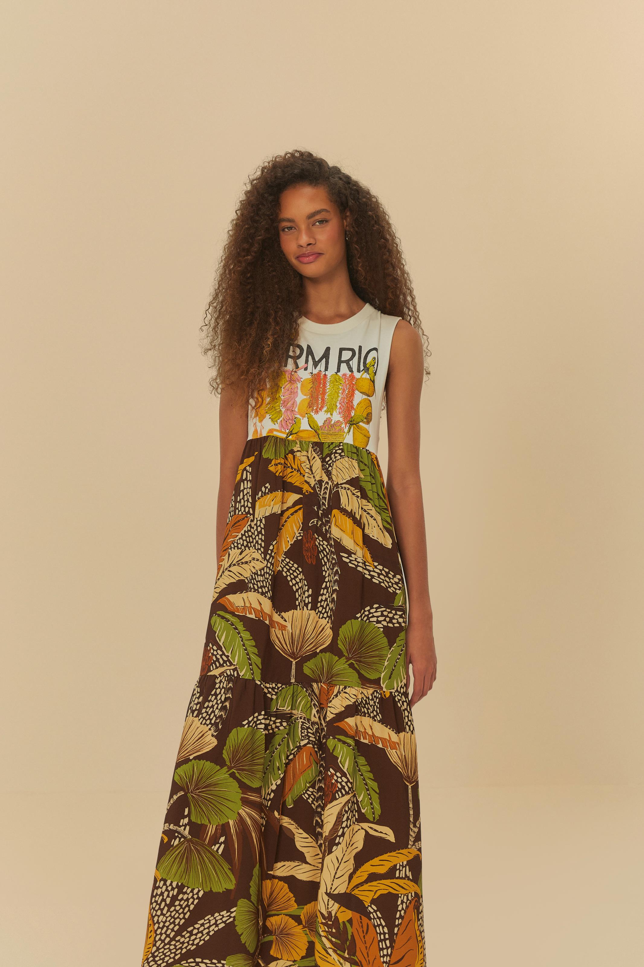 Vestido Cropped Estampado Farm Rio Feira Vestido Cropped Estampado Farm Rio Feira