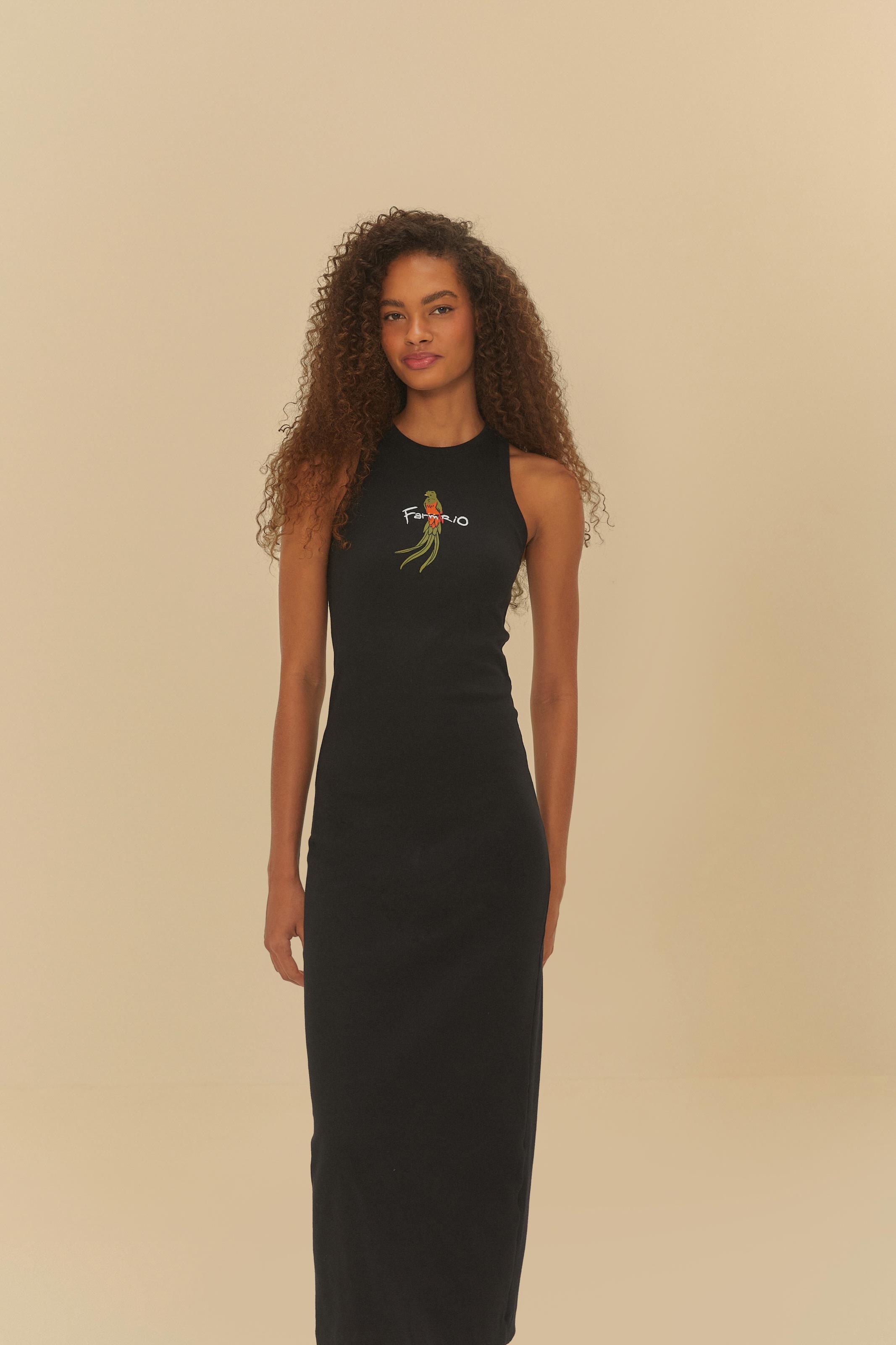 Vestido Cropped Rib Estampado Farm Rio Passáros