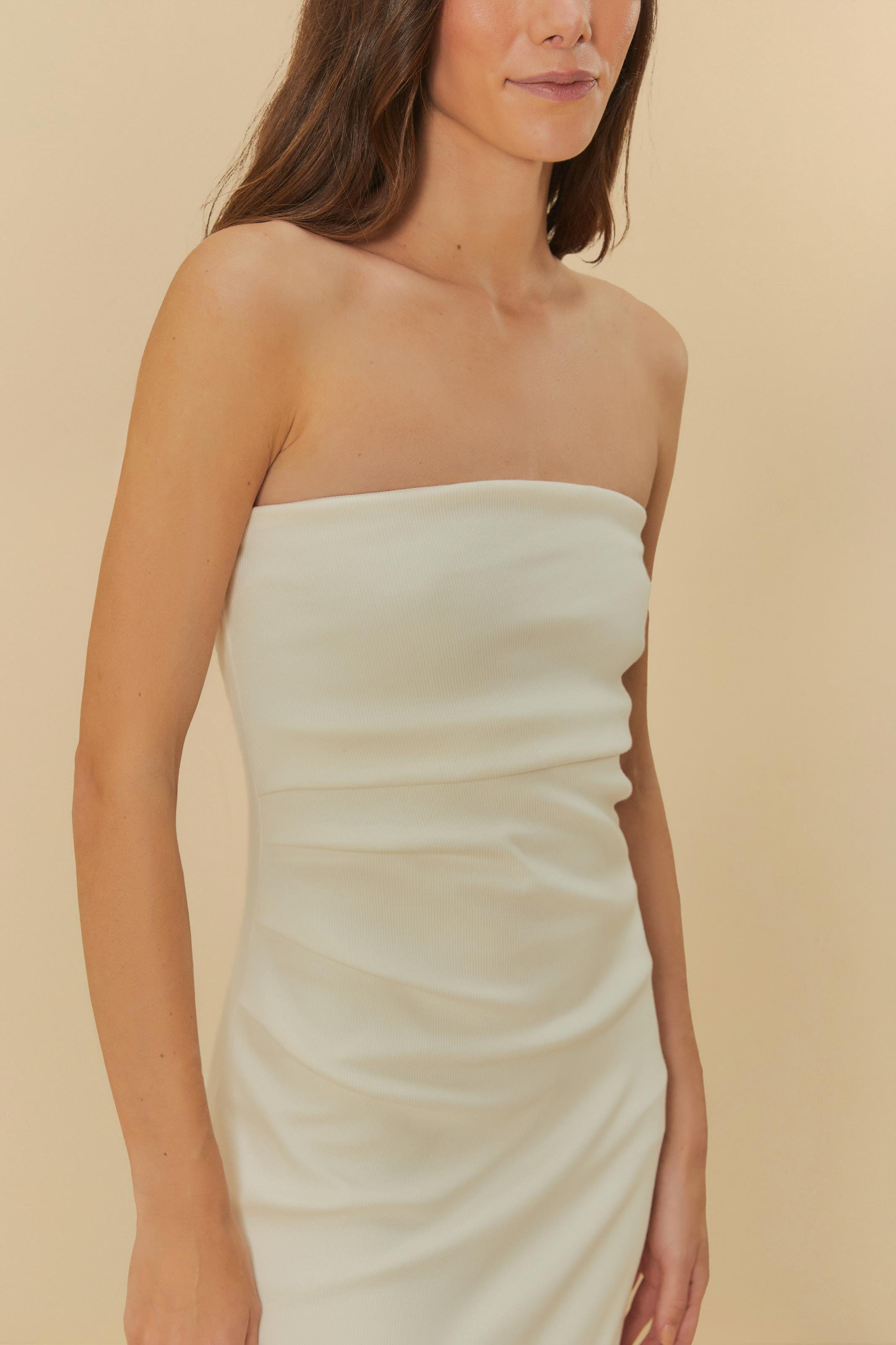 Vestido Sem Alça Pregas