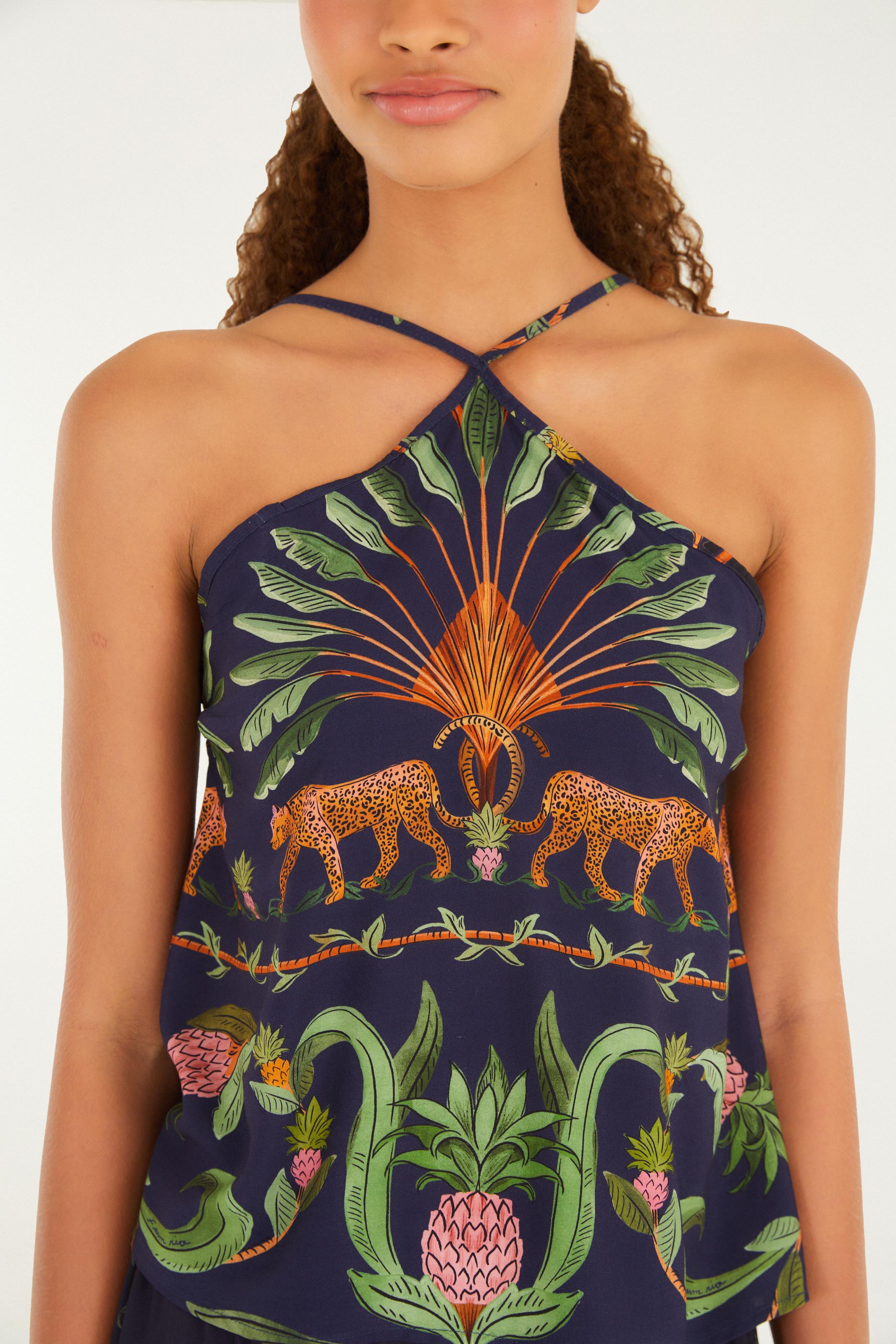 Regata Estampada Floresta Doce