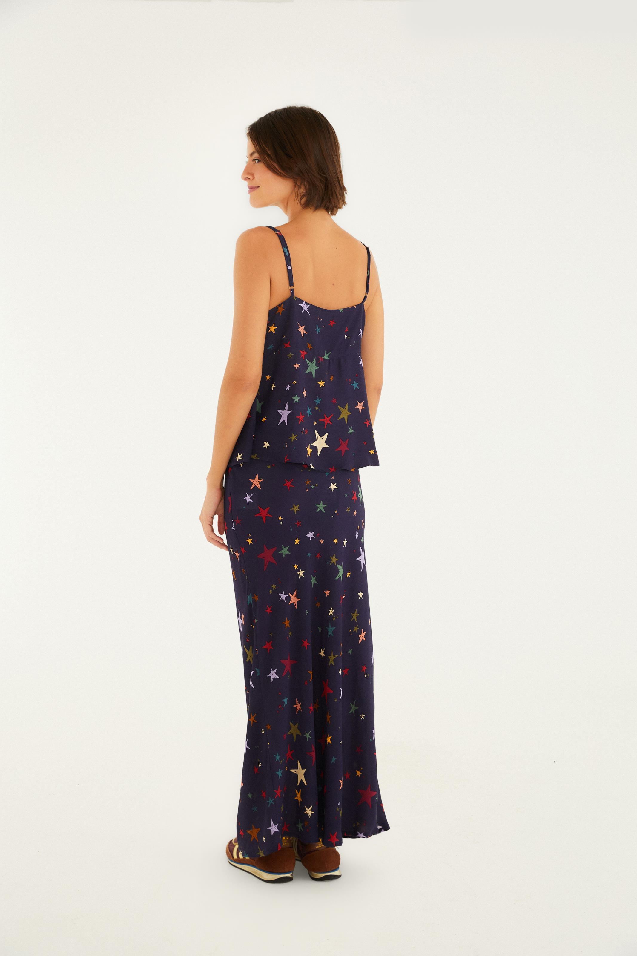 Saia Estampada Noite Estrelada