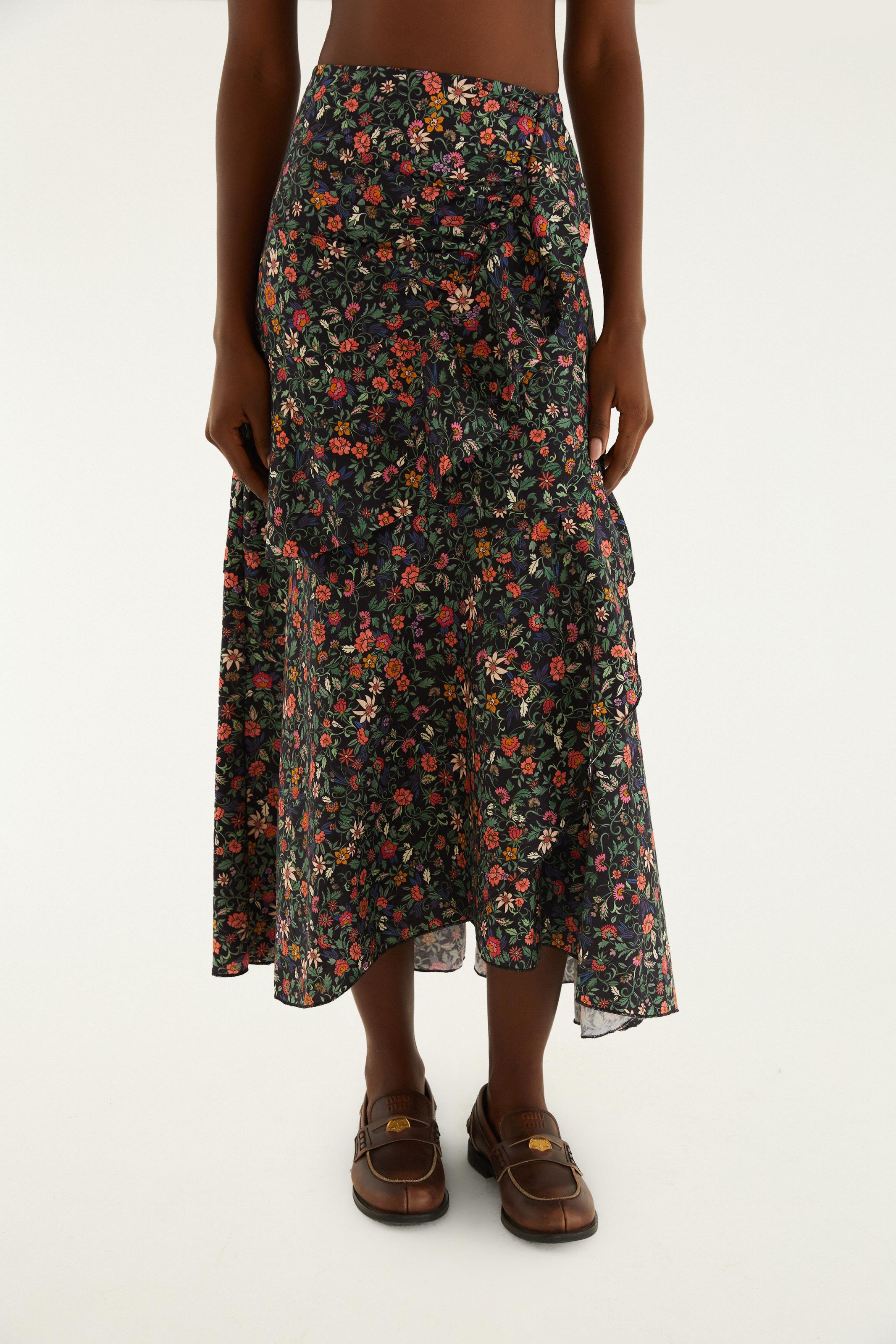 Saia Estampada Jardim Florido