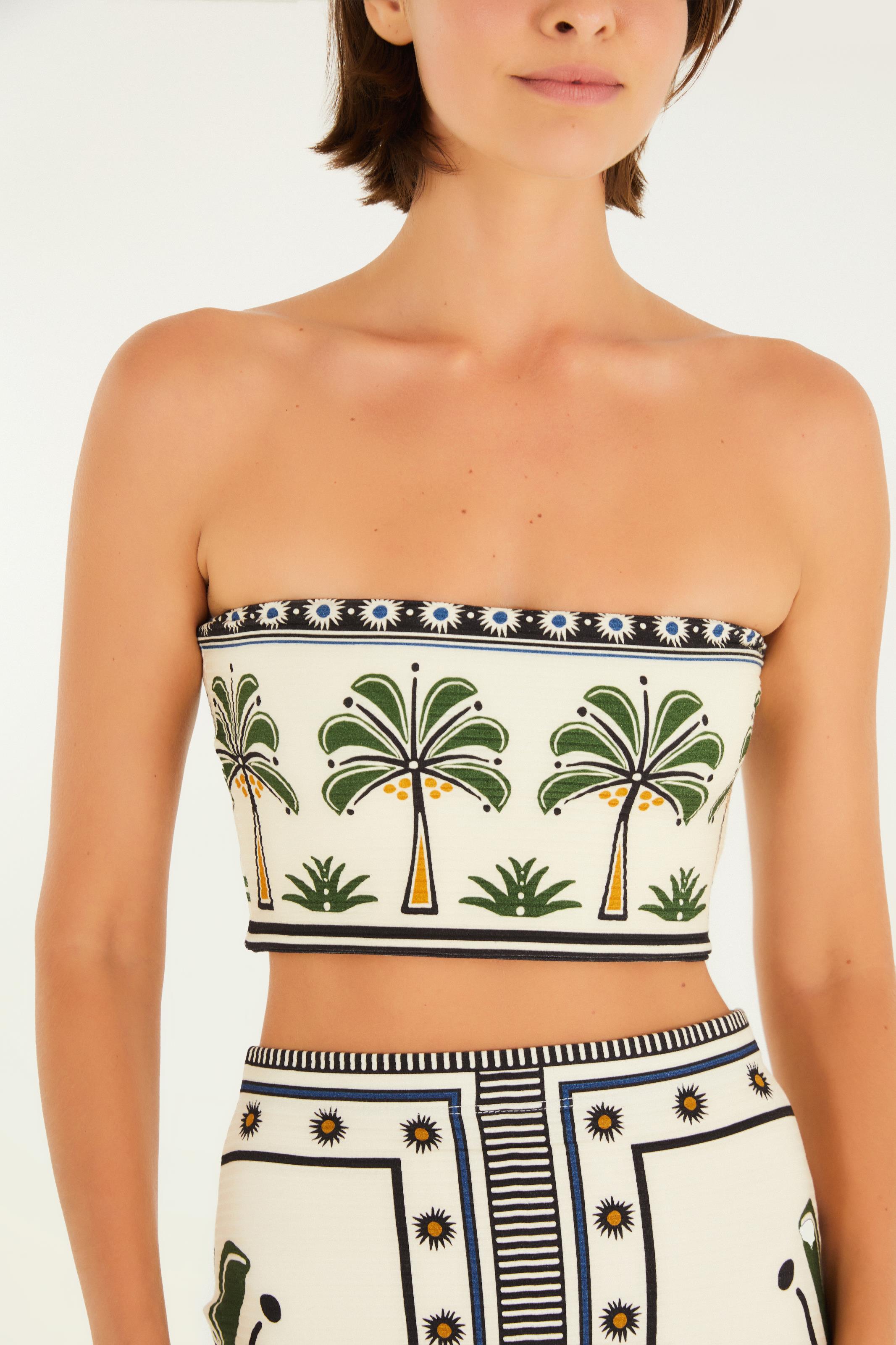 Top Reto Estampado Jardim Tropical