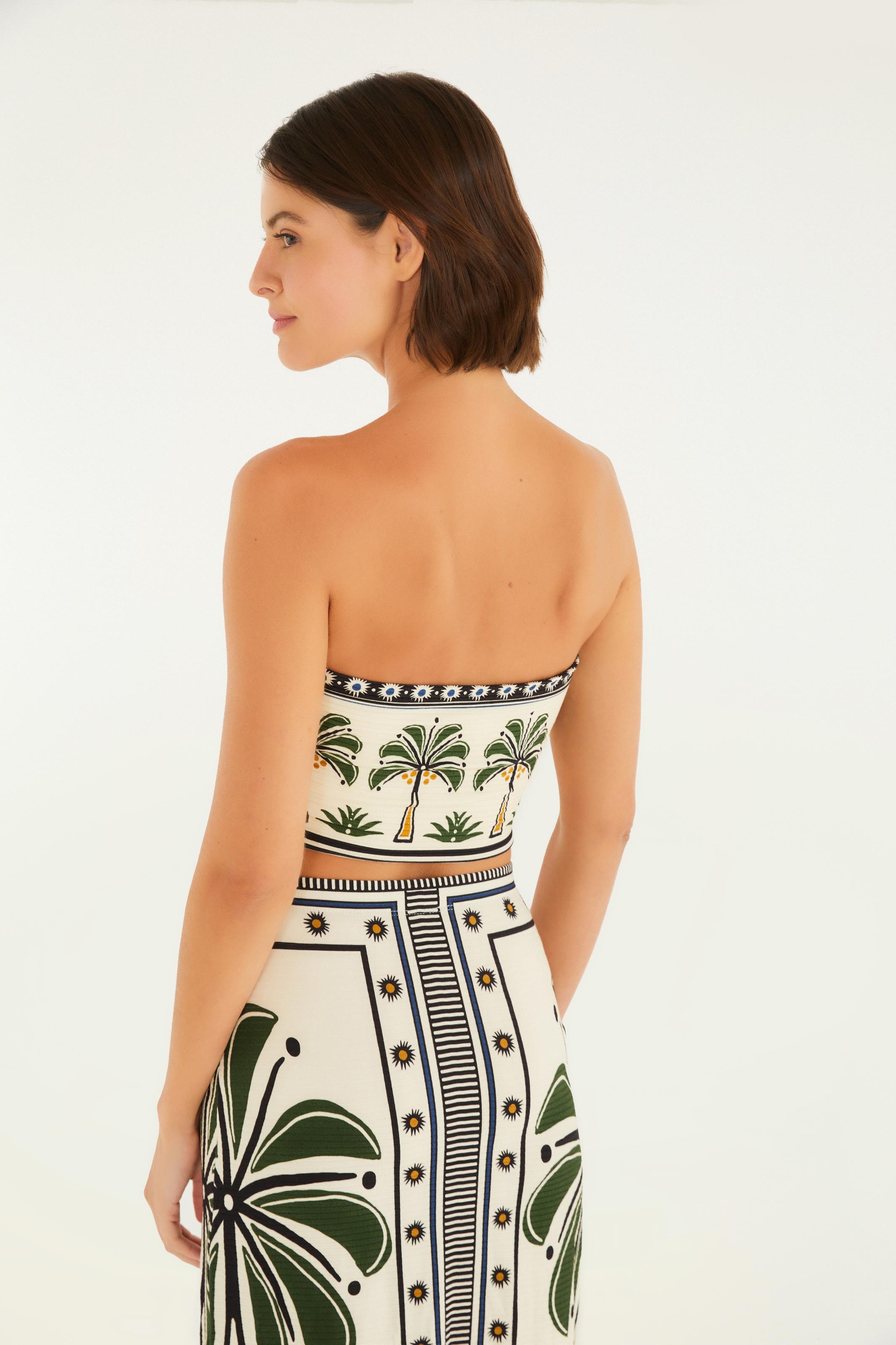 Top Reto Estampado Jardim Tropical