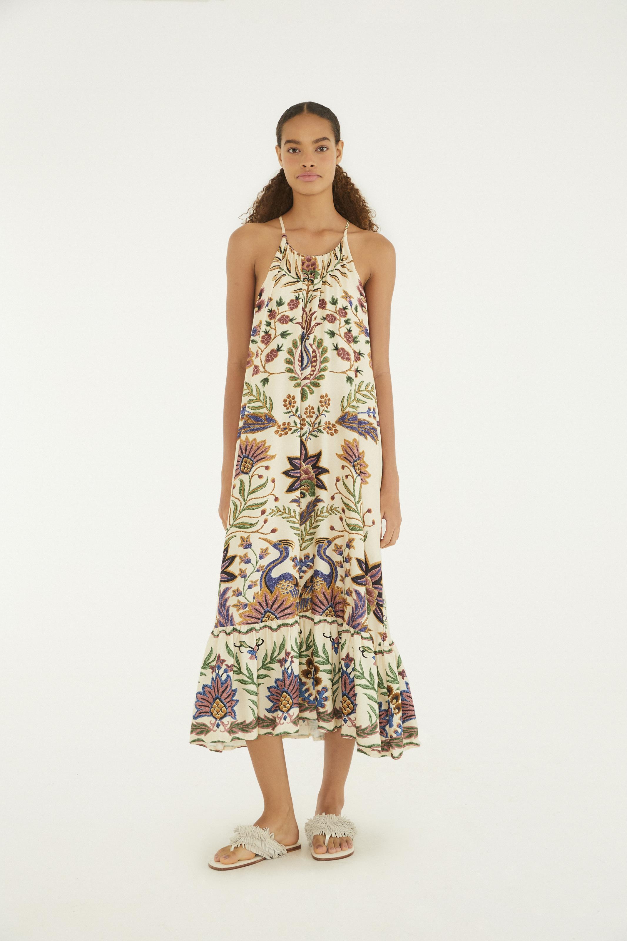 Vestido Cropped Estampado Jardim Maravilhoso