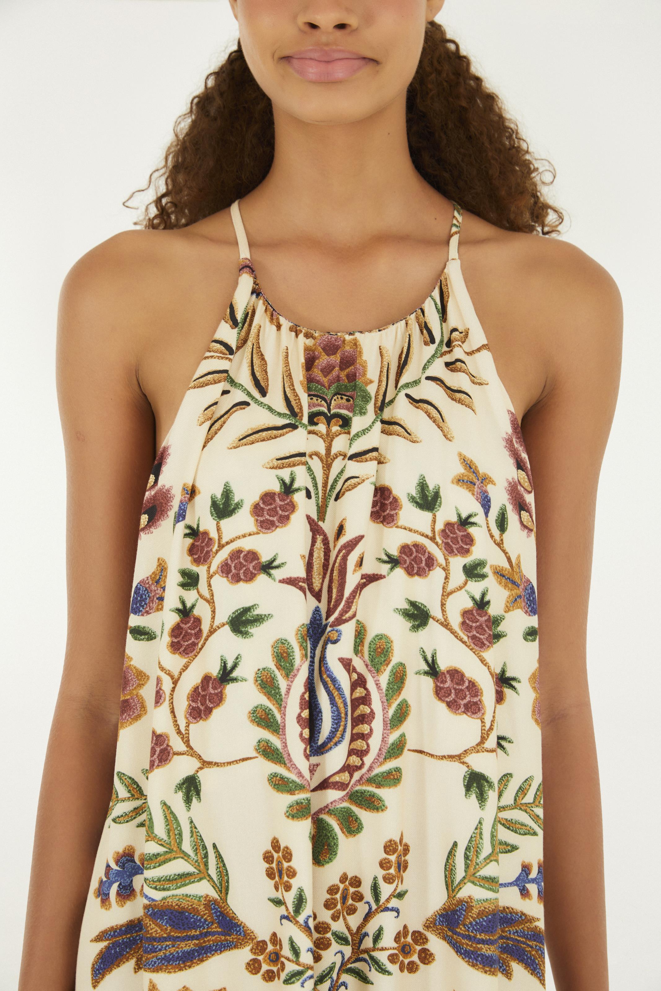 Vestido Cropped Estampado Jardim Maravilhoso