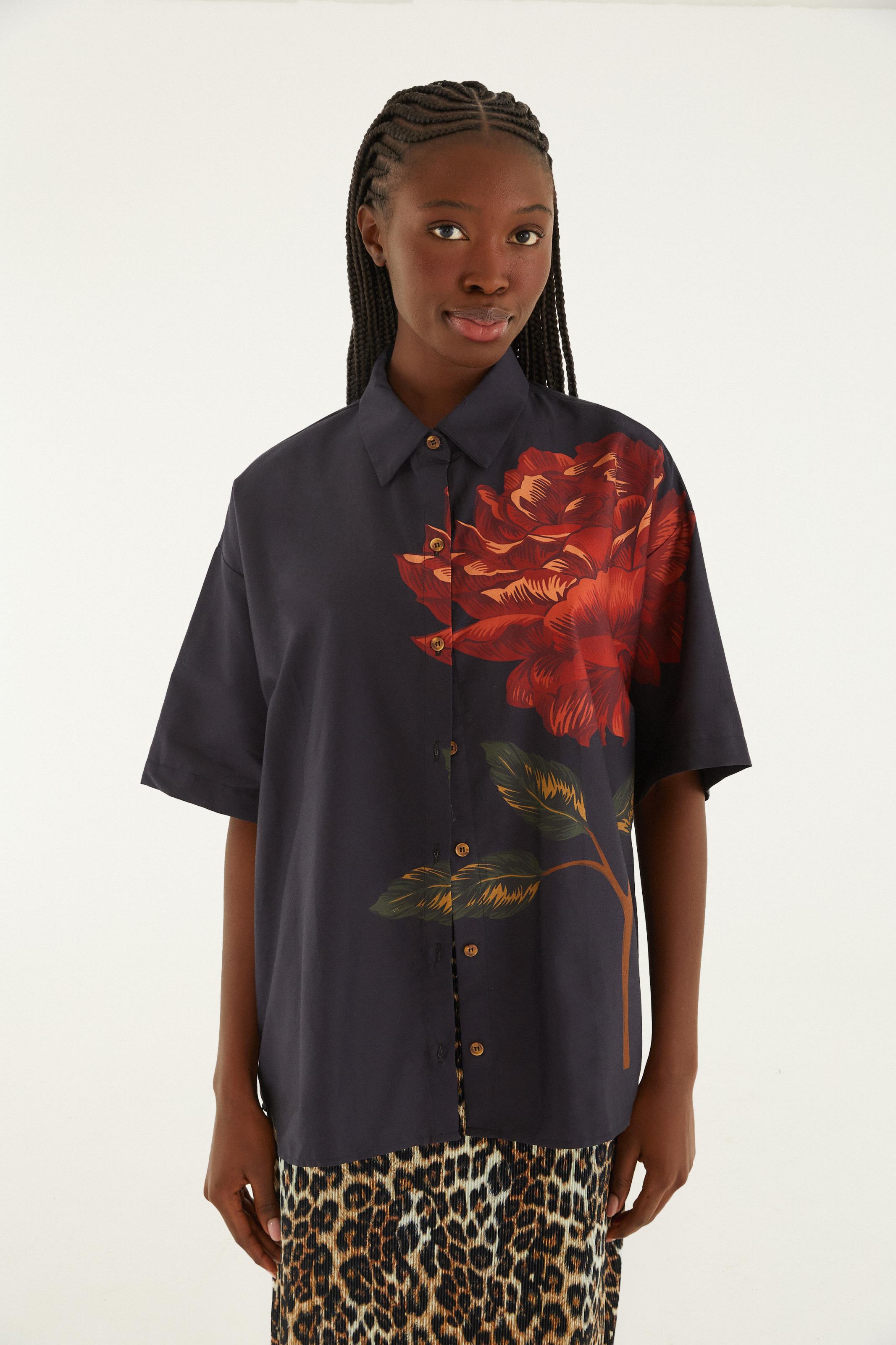 Camisa Estampada Flor Rosália