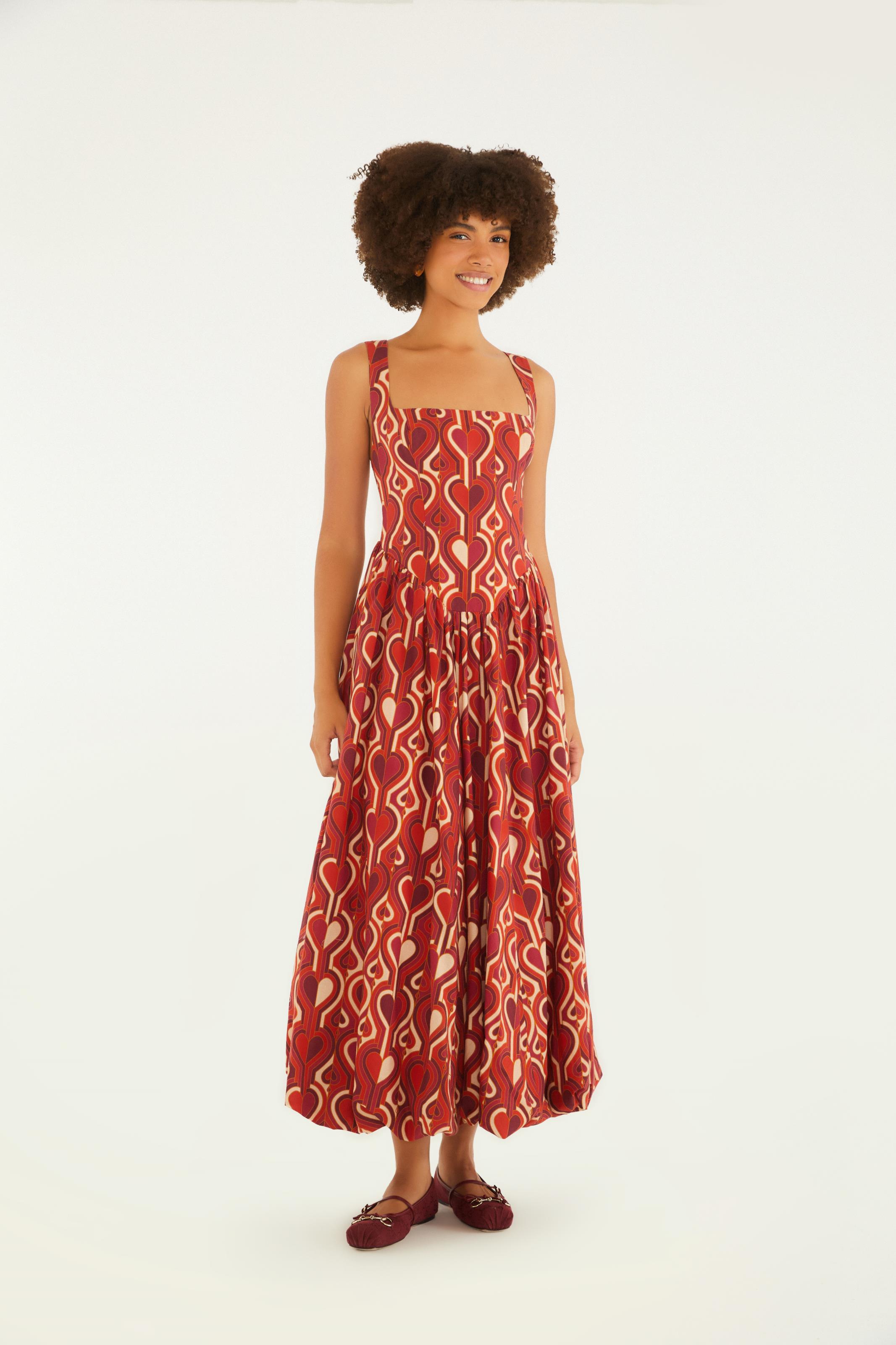 Vestido Balonê Estampado Chamego