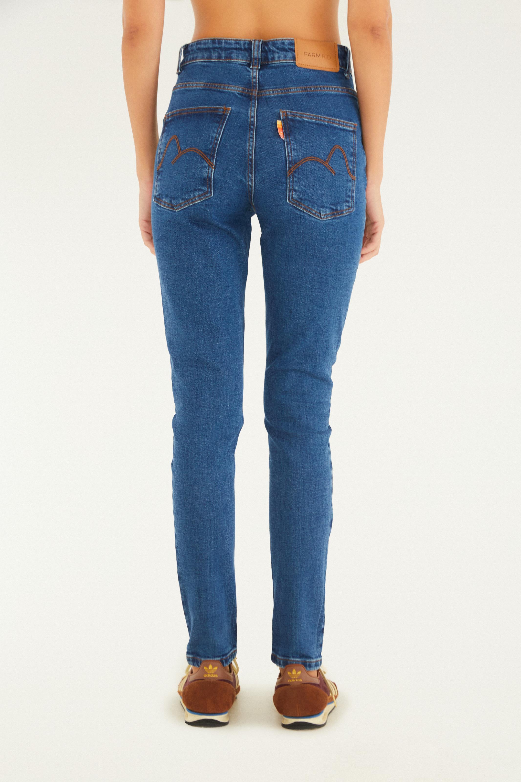 Pantalona Macacao Jeans Farmrio Farm Calça Feminina Jeans Reta Azul