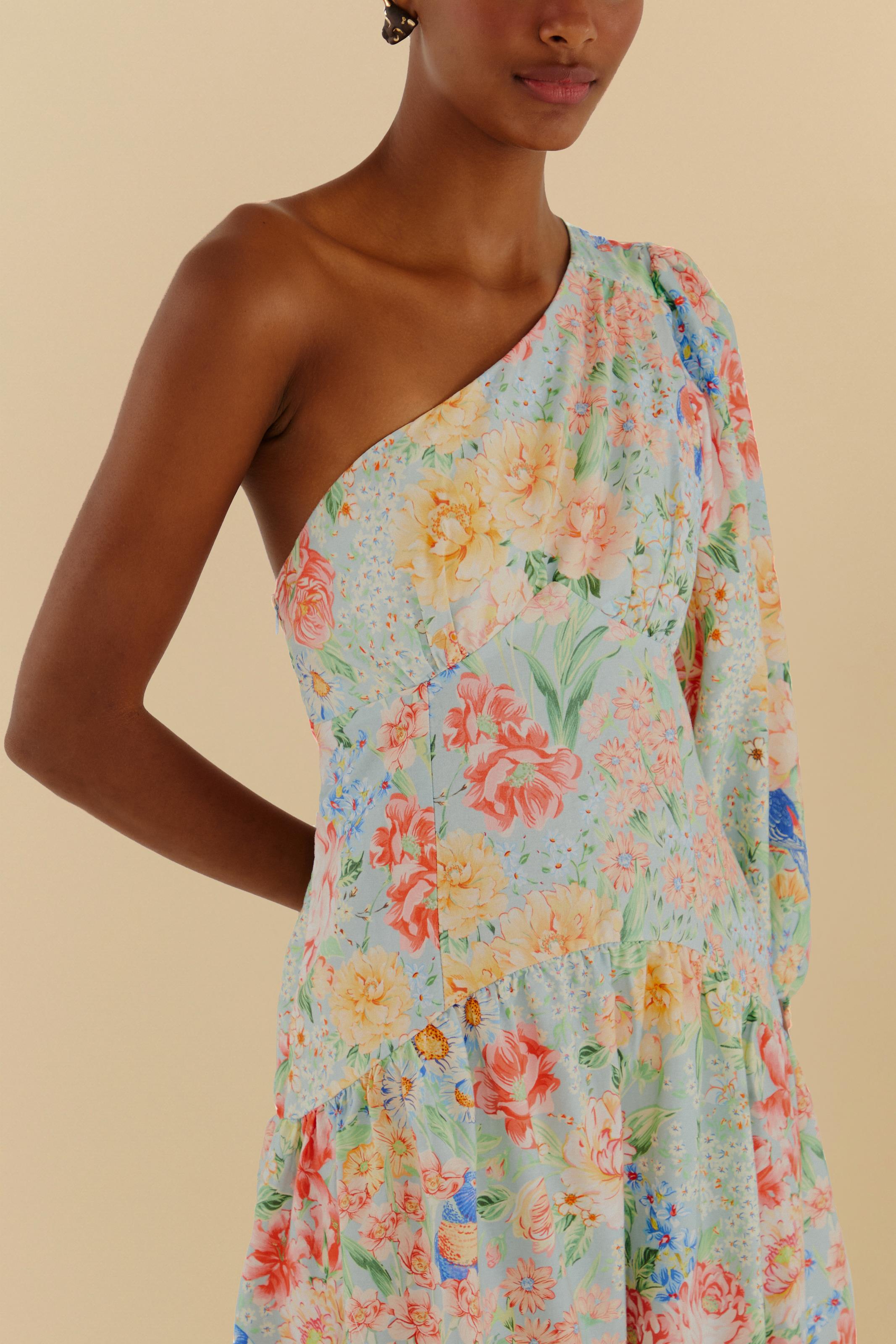 Vestido Estampado Canteiro De Passarinhos
