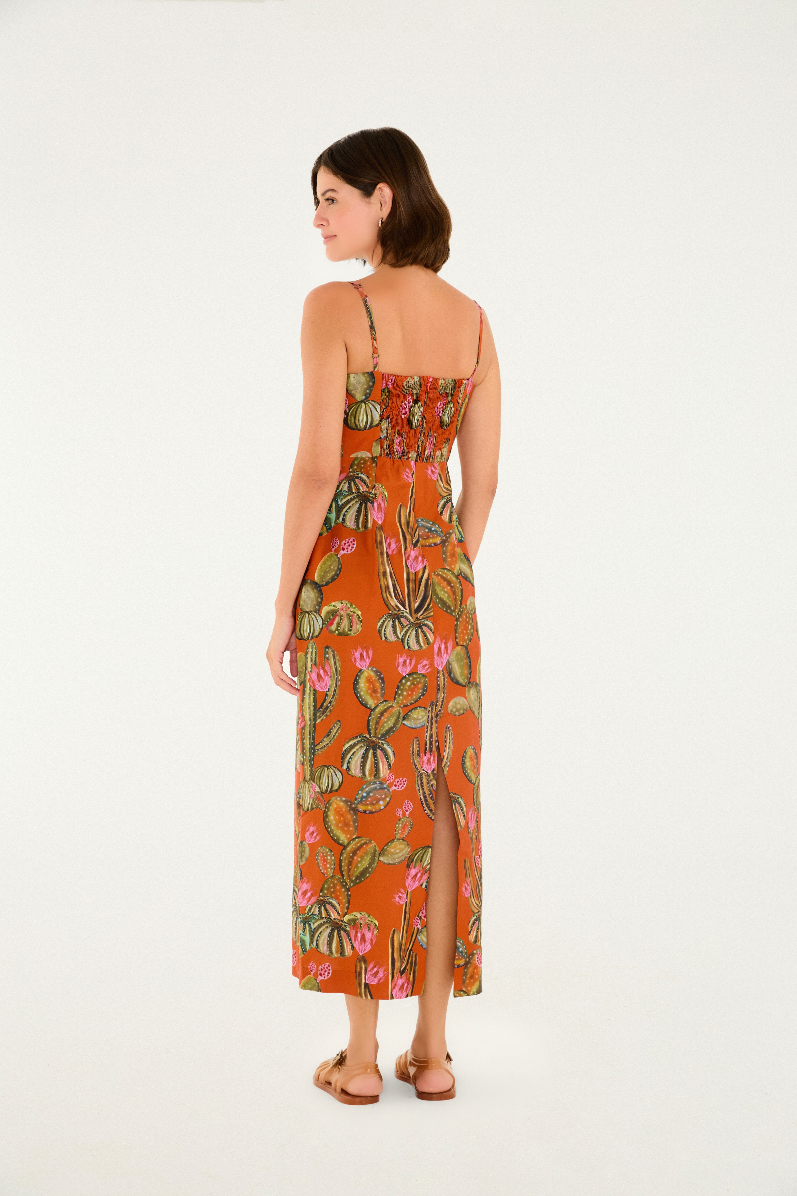 Vestido Reto Estampado Cactus