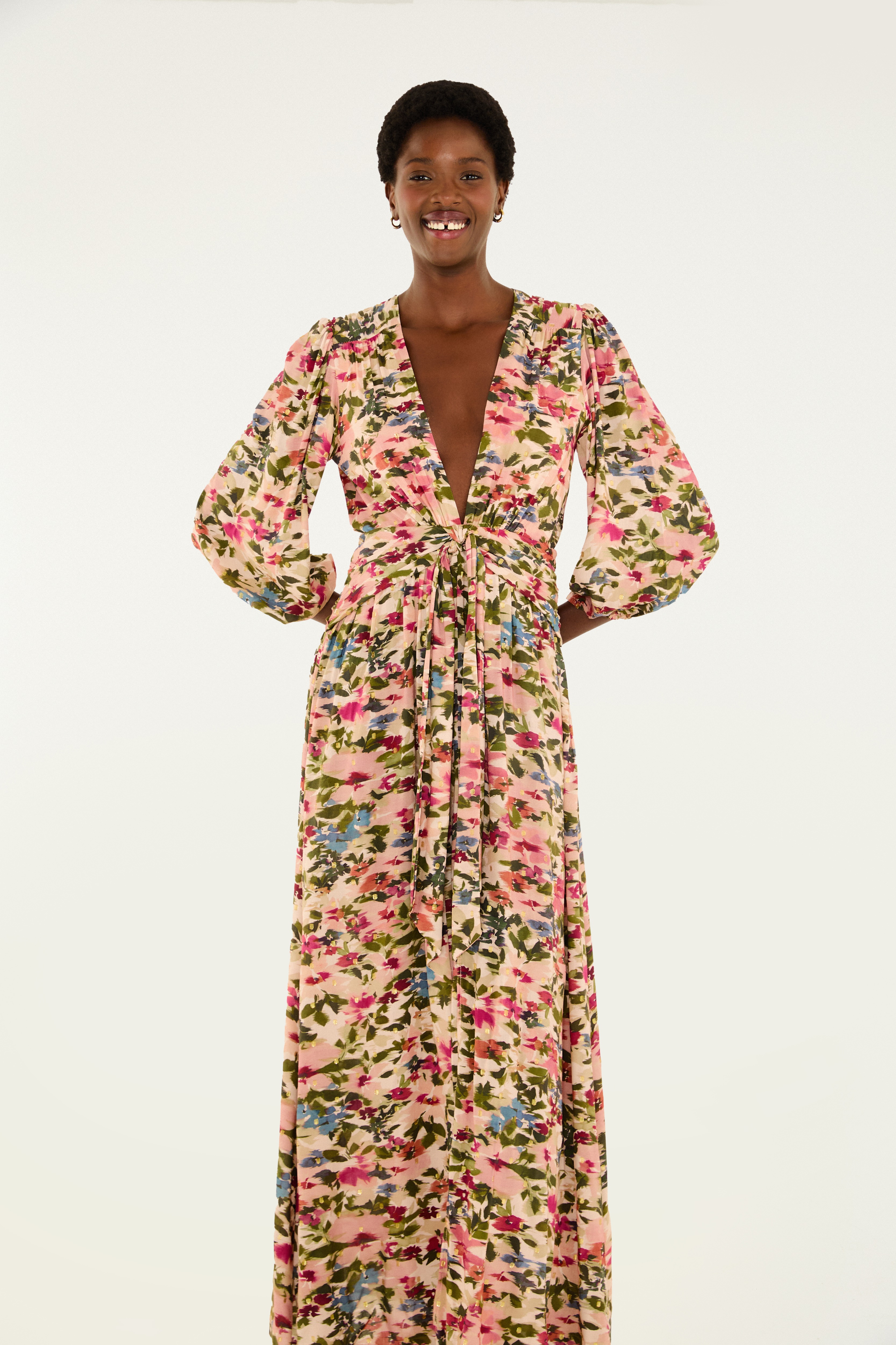 Vestido Longo Estampado Vestido Farm Jardim De Cor Vestido Longo