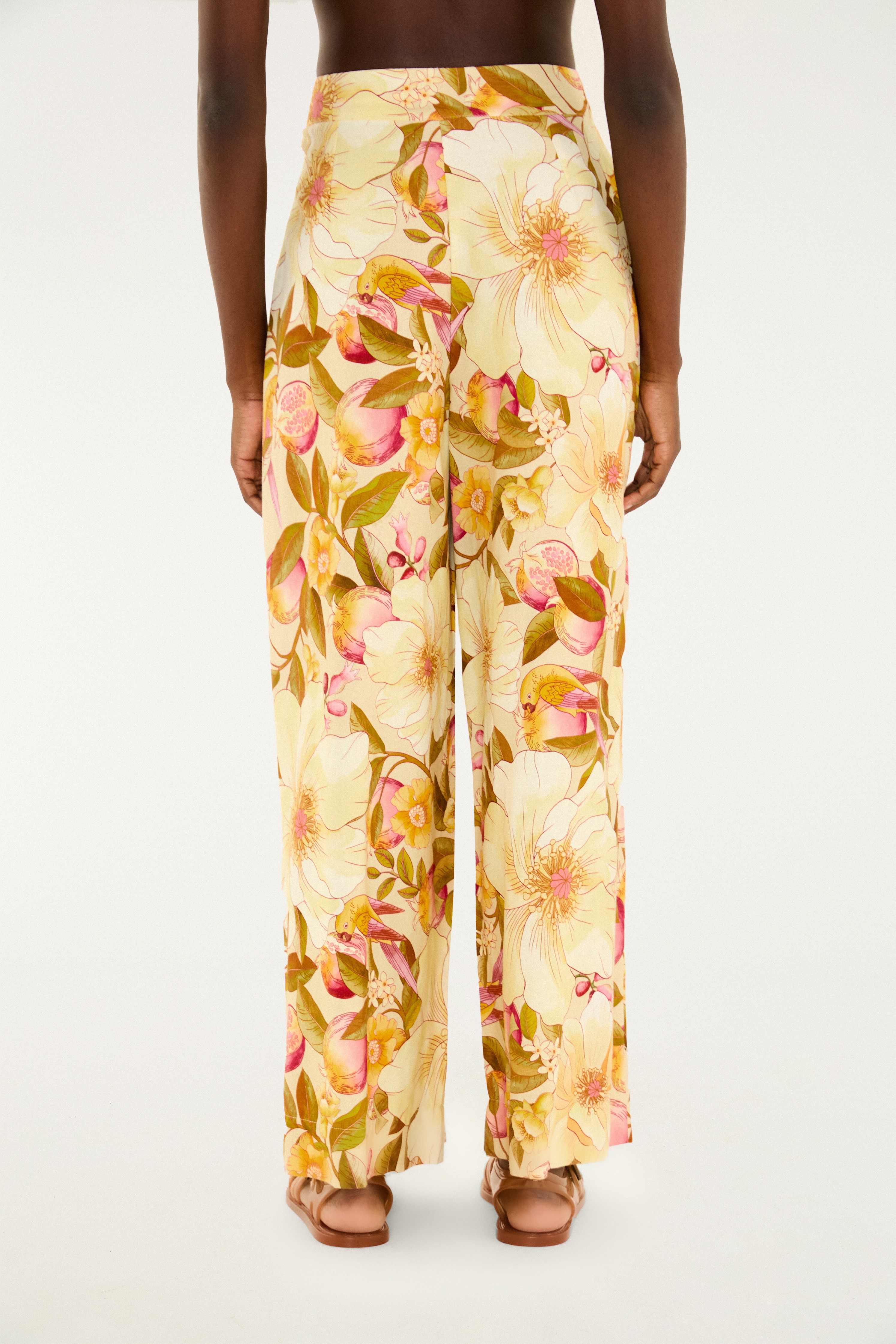 Calça Estampada Romance De Flor