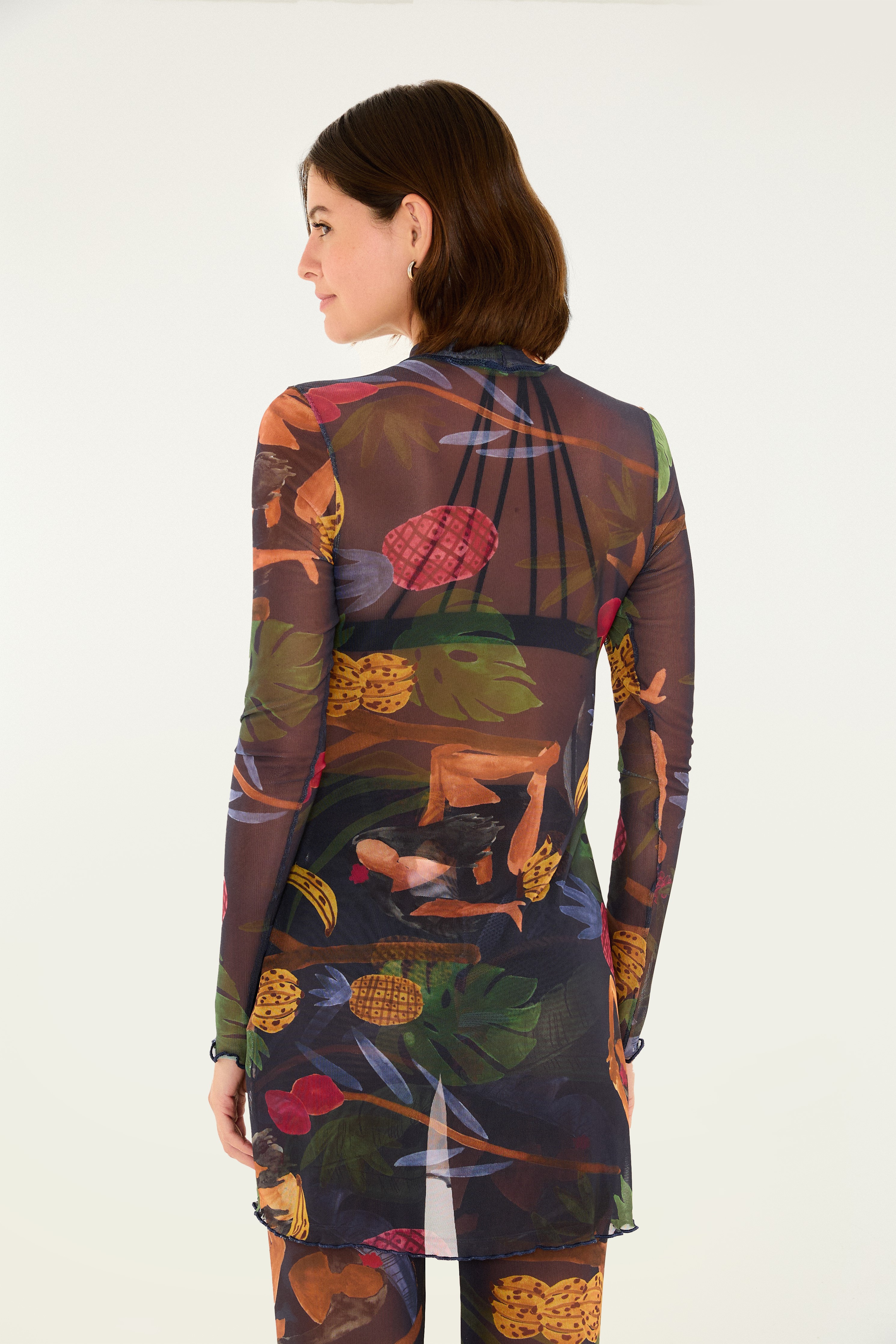 Vestido Curto Estampado Tule Encanto Solar - Technical View