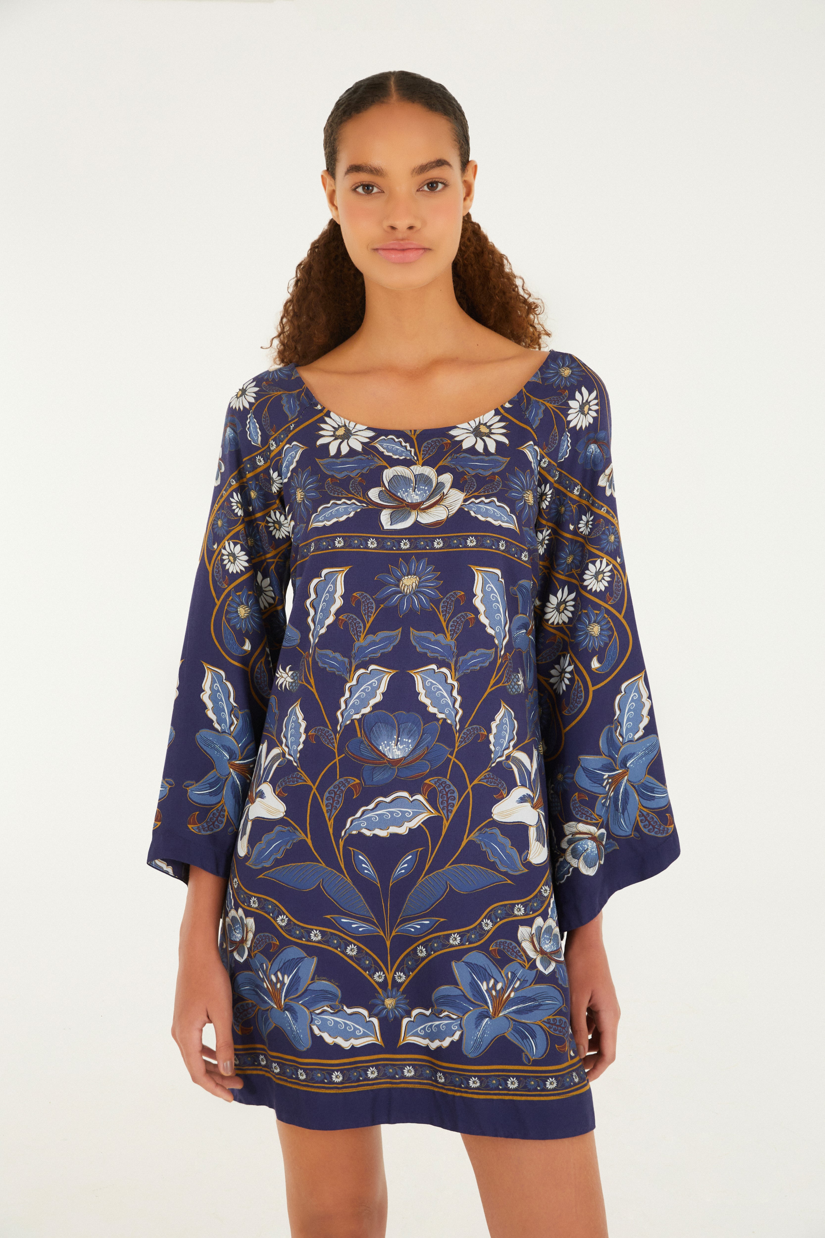 Vestido Curto Estampado Marcelle Azul Vestido Curto Estampado Marcelle Azul