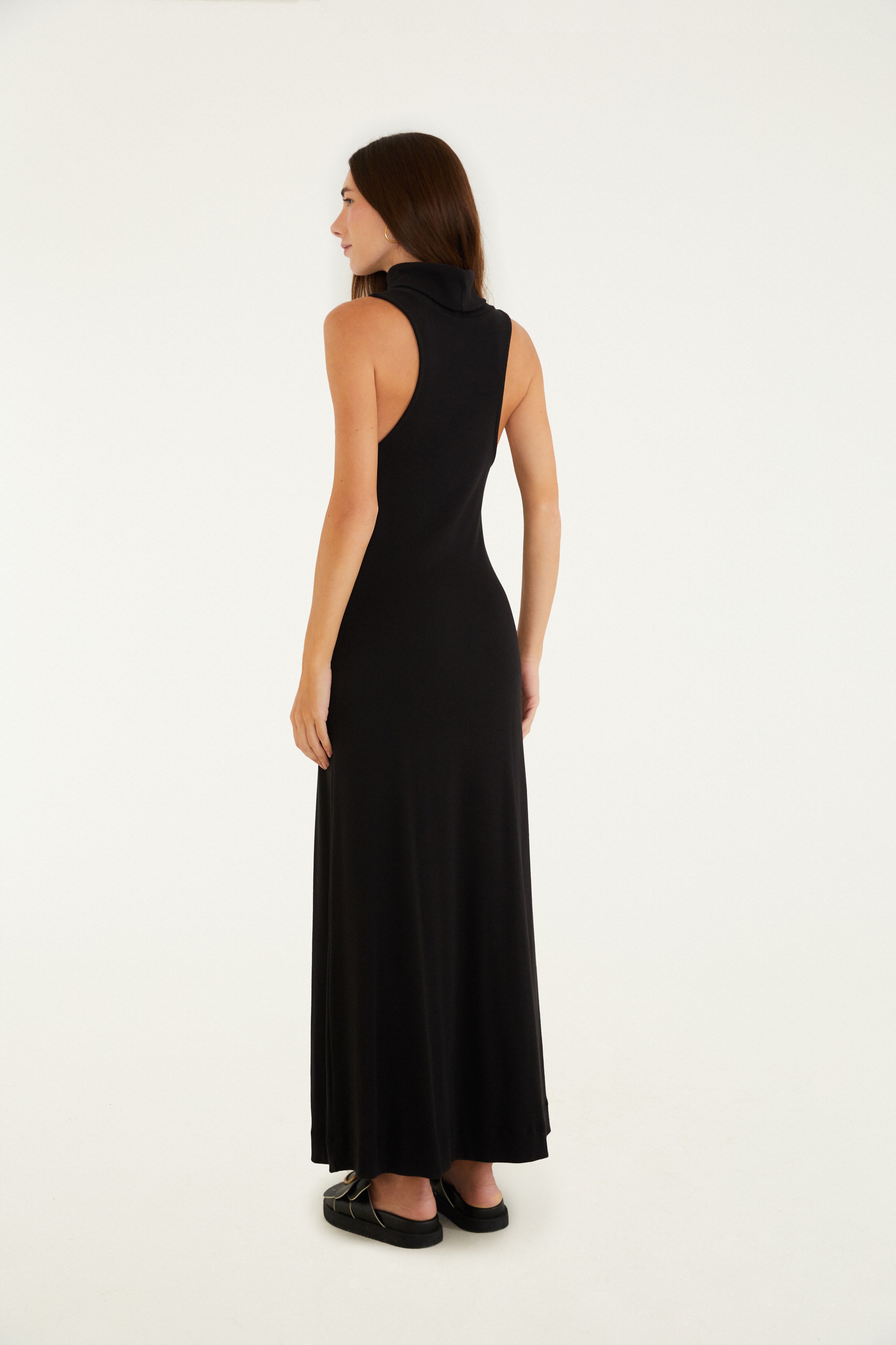 Vestido Rib Gola Alta
