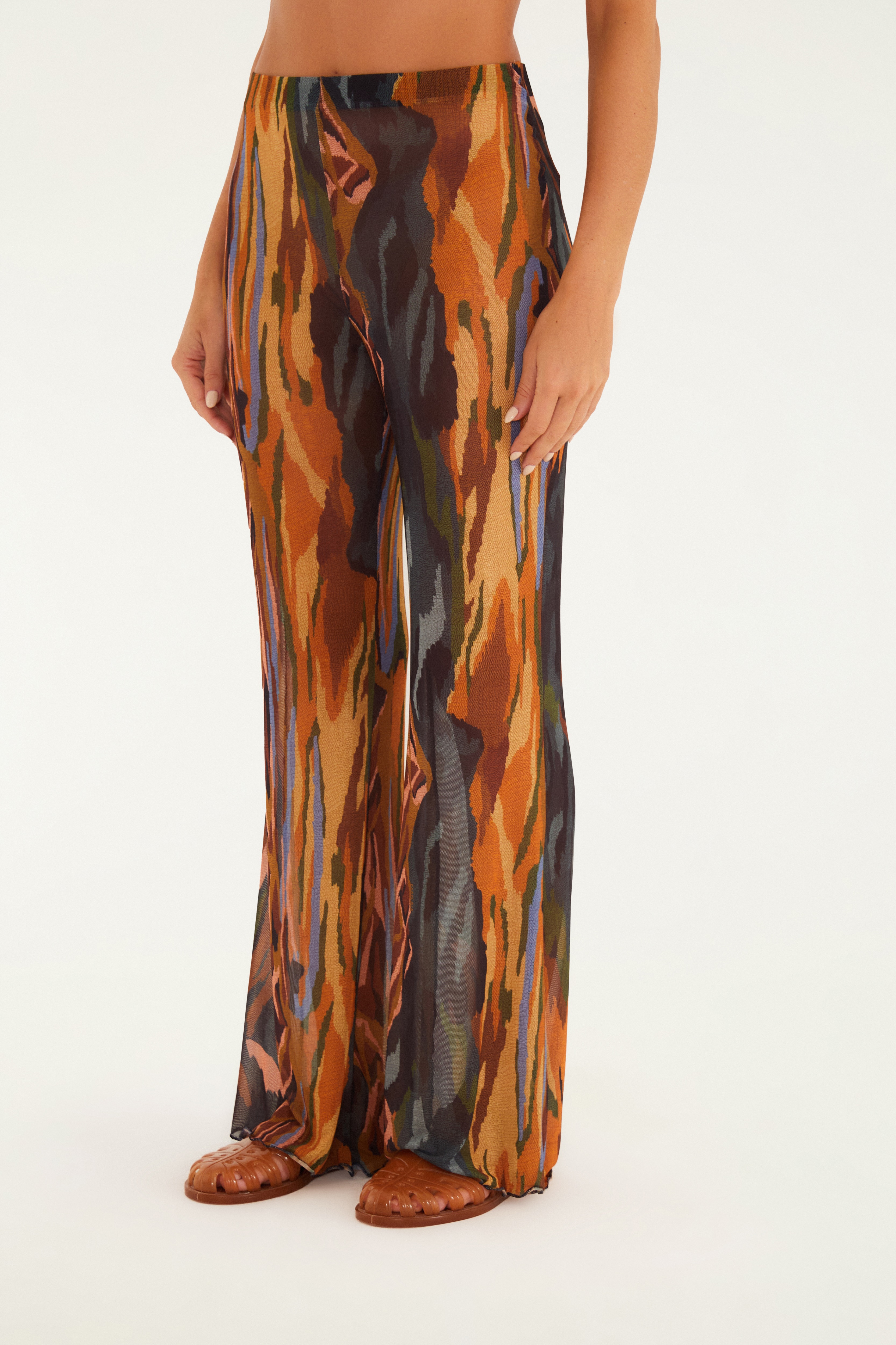 Calça Tule Estampada Montanhas Coloridas