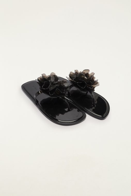 FARM*新シューズライン**Ape**Jelly Hibisco Preto Sandália Rasteira Jelly Hibisco