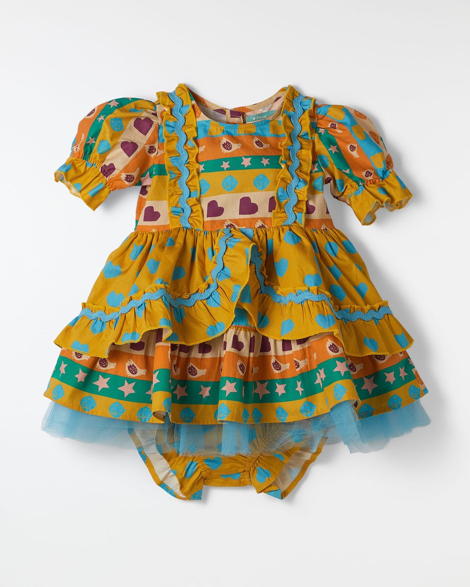 Vestido Bebe Junino Listra Coracao
