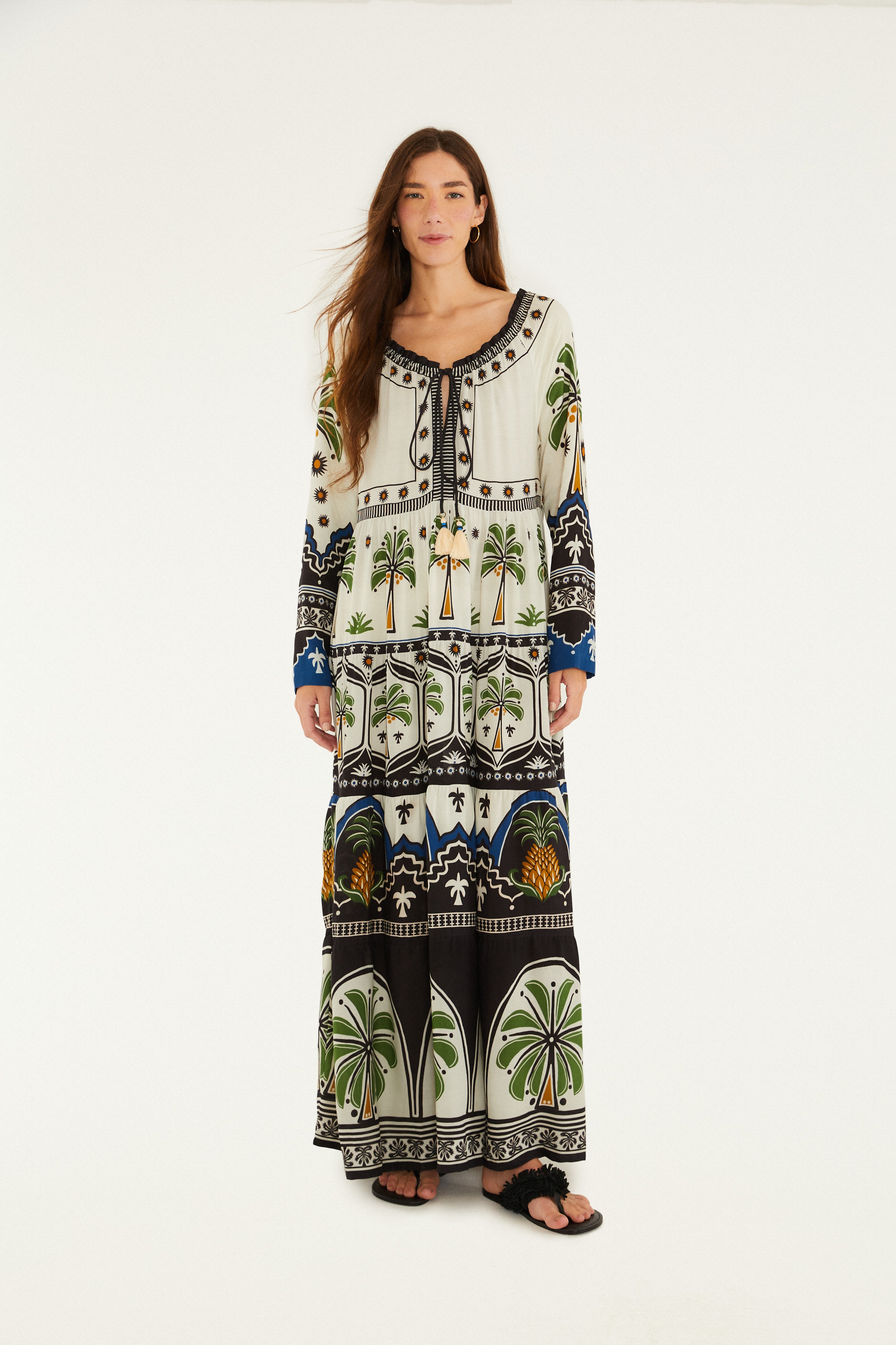 Vestido Estampado Jardim Tropical