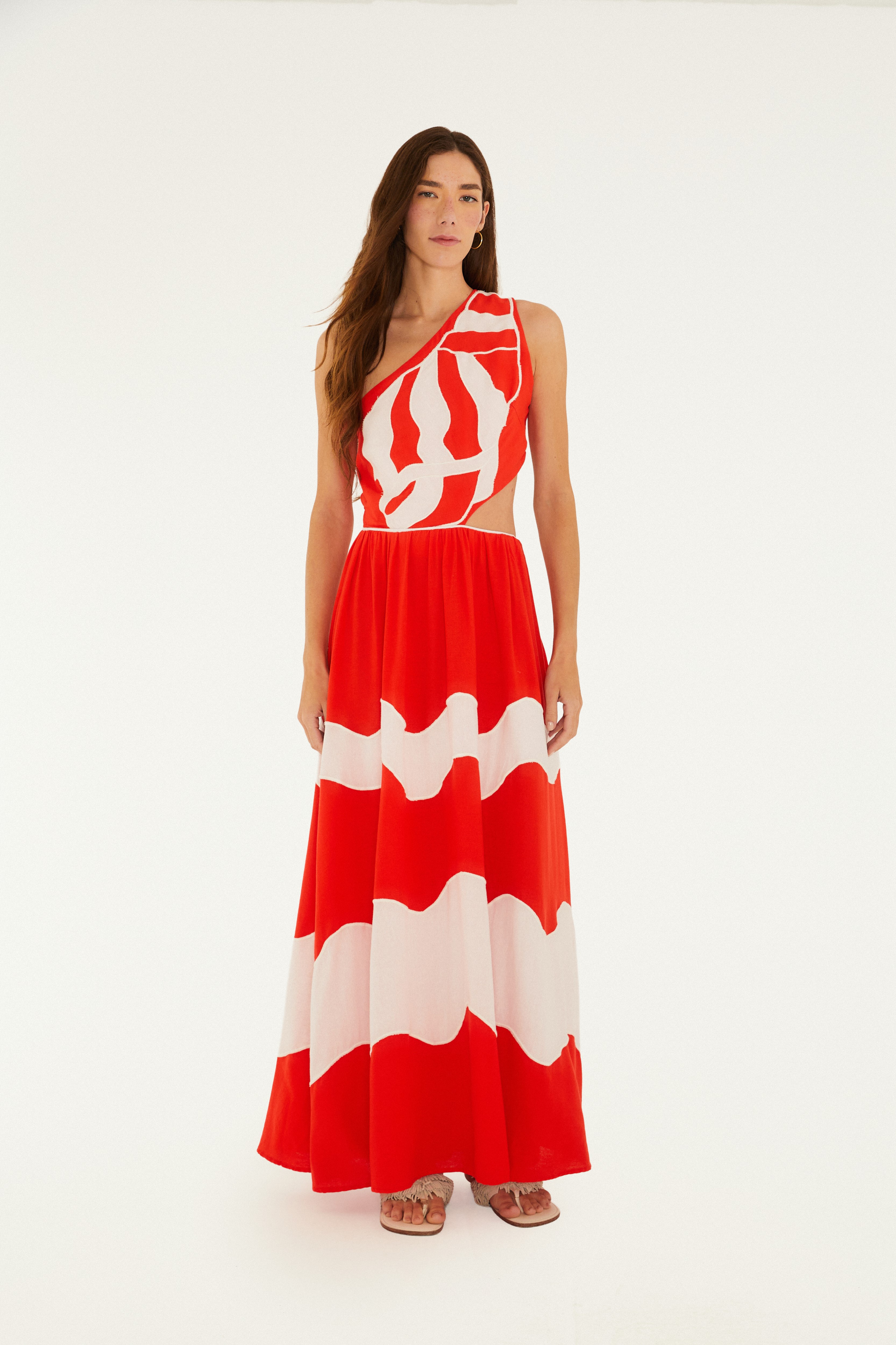 Vestido Cutwork Estampado Concha Do Mar