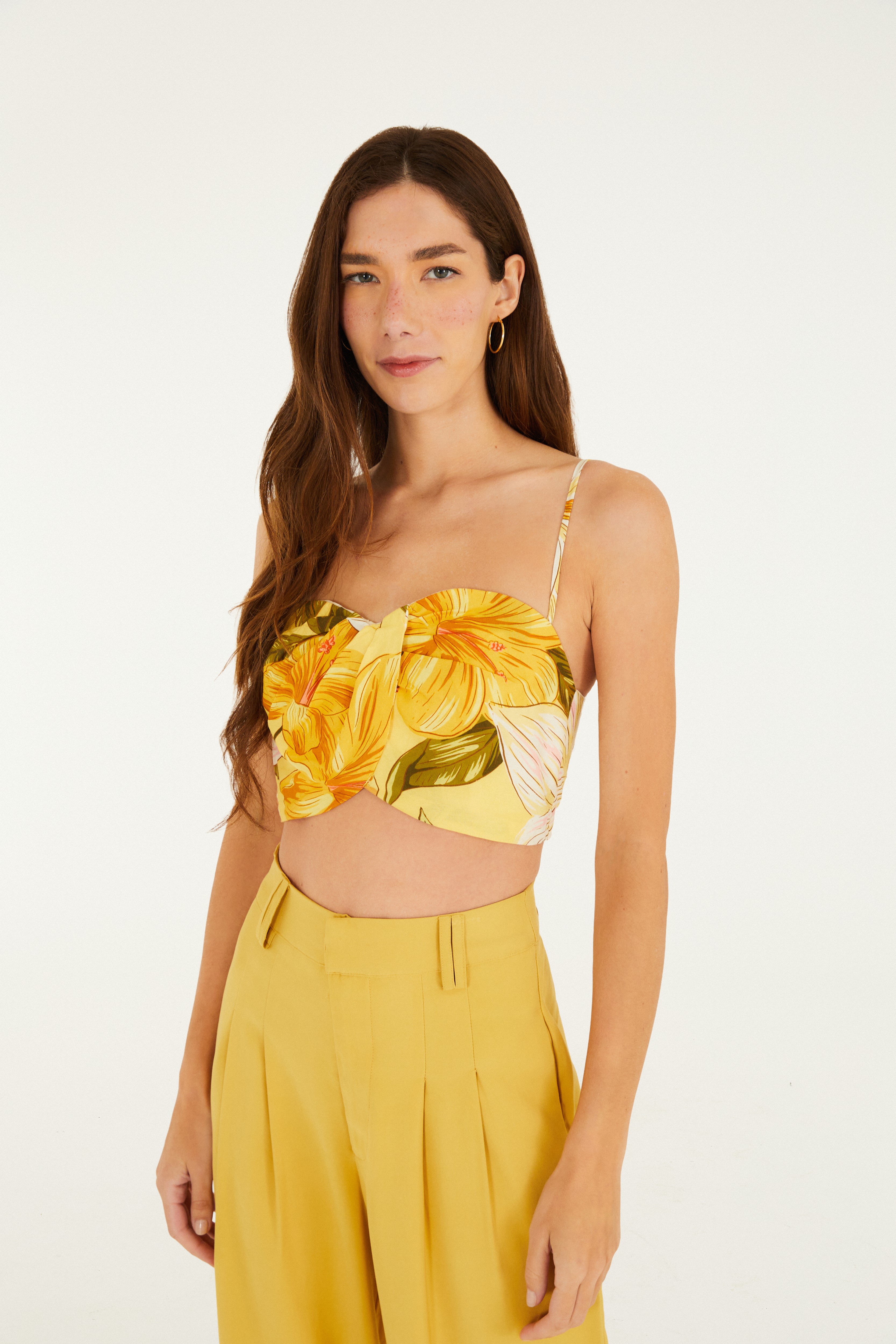 Top Estampado Floral Ararajuba Corrida