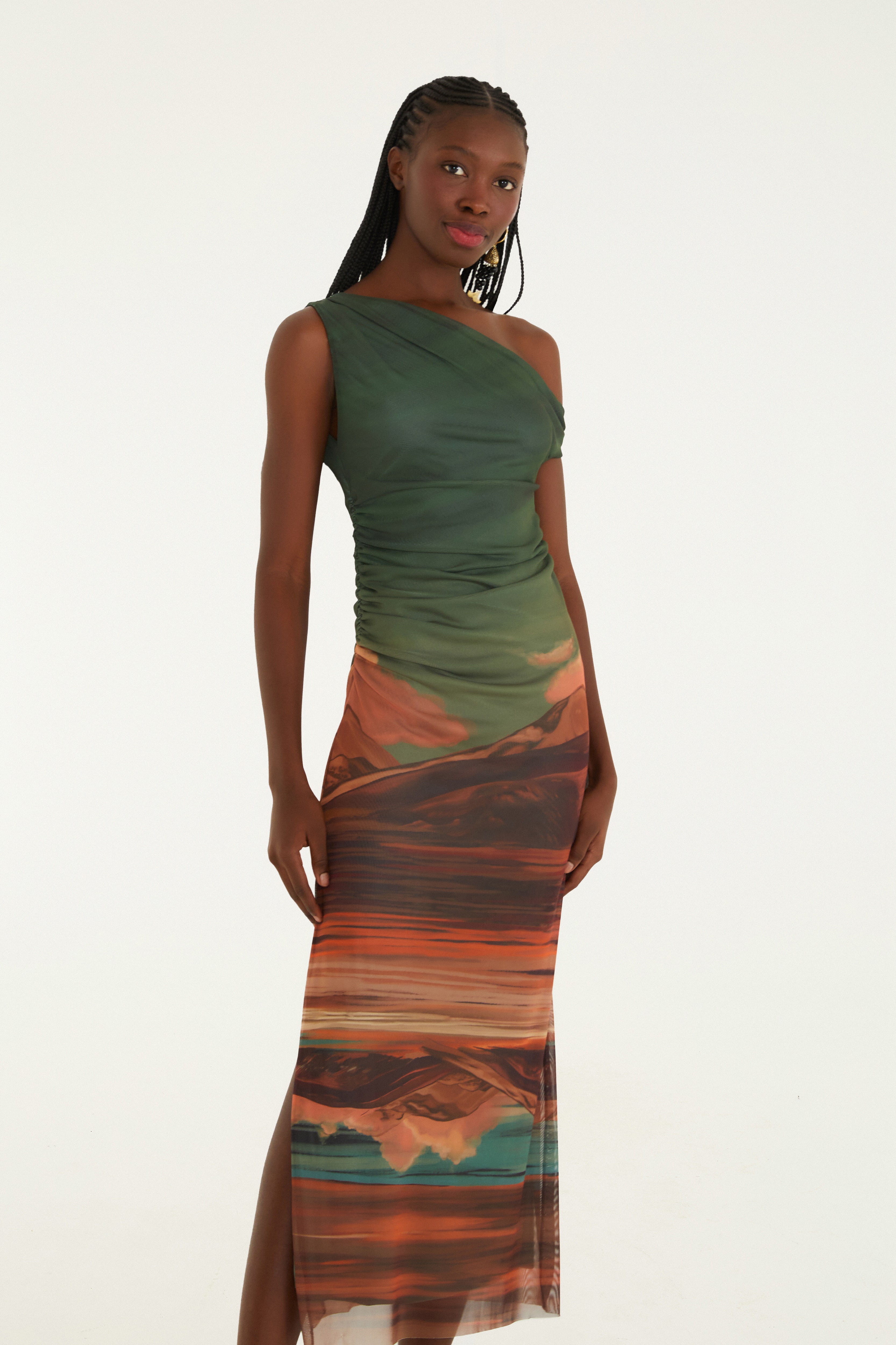 Vestido Tule Estampado Dunas