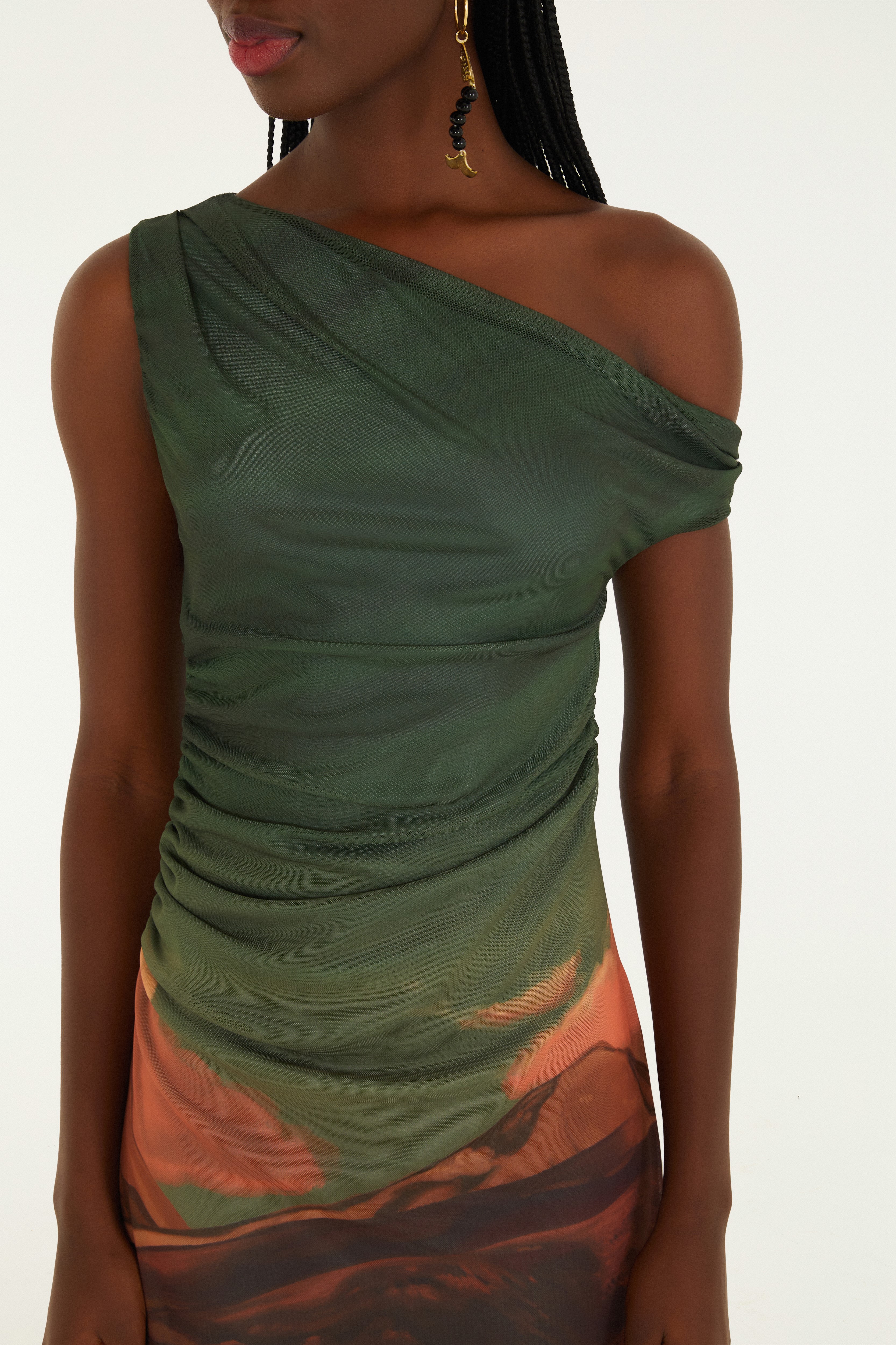 Vestido Tule Estampado Dunas
