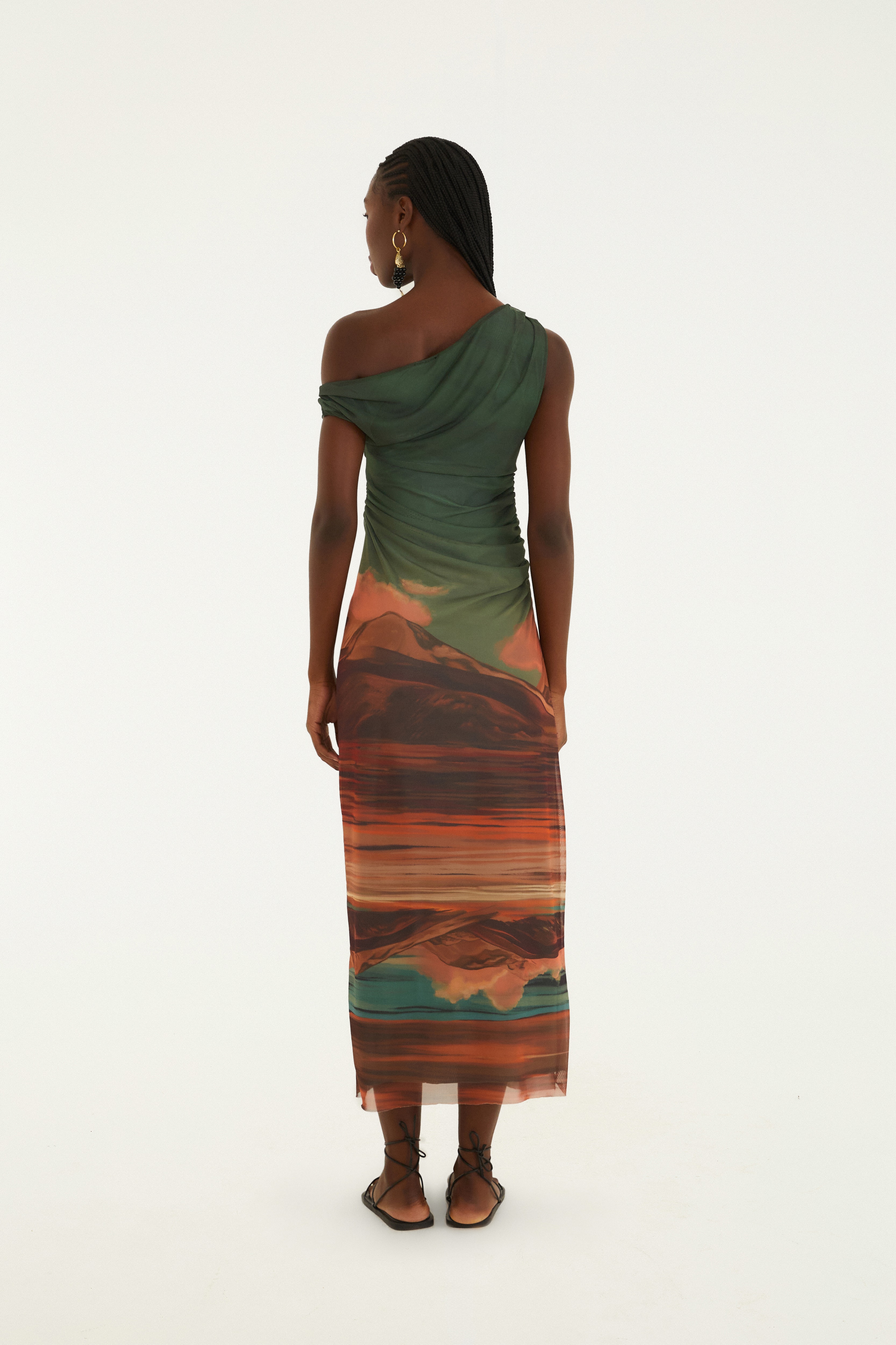 Vestido Tule Estampado Dunas