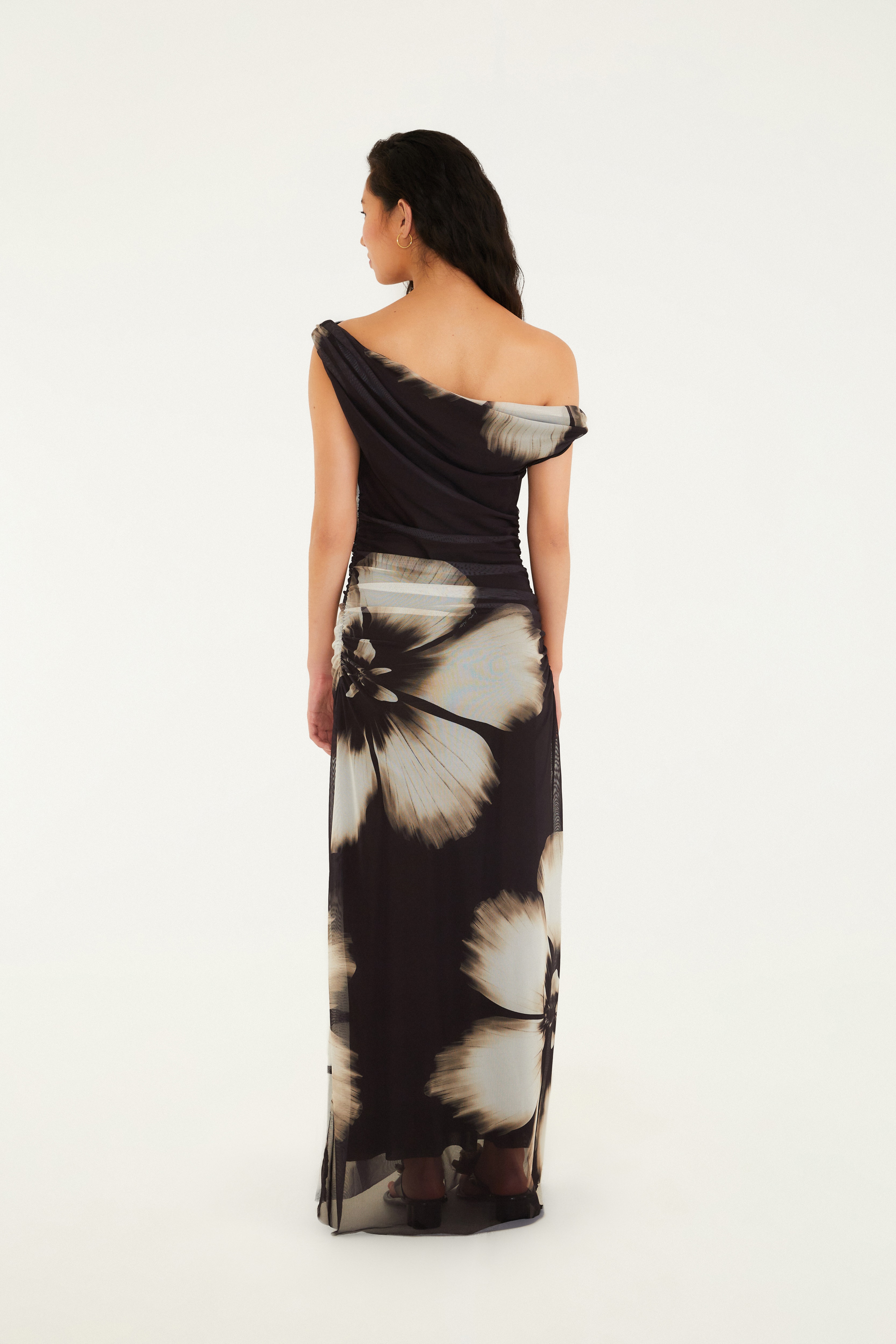 Vestido Tule Cropped Estampado Maya